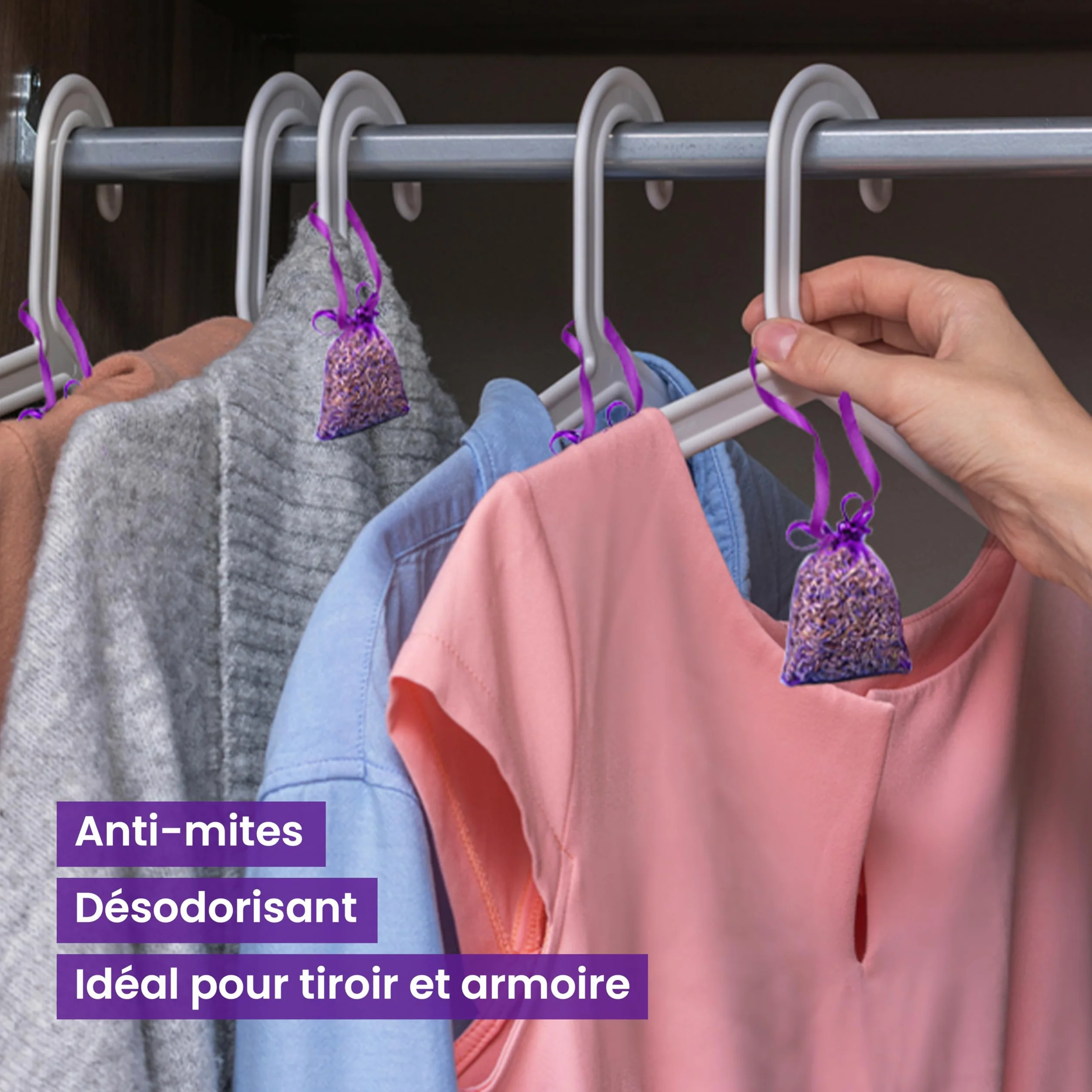 Sachets de Lavande Séchée pour Maison et Voiture – Sachet Lavande Armoire Désodorisant Naturel Antimites Longue Durée