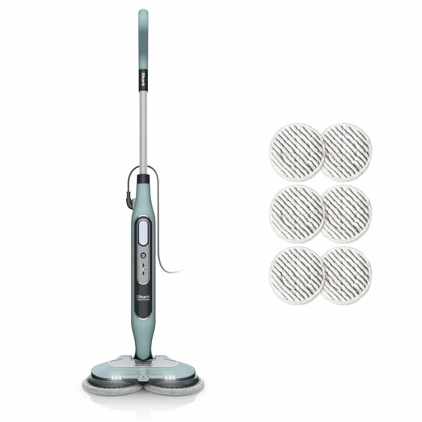 Shark balai vapeur automatique Steam Blaster 6 lingettes microfibres 3 réglages vapeur sols durs cordon 8 m Vert sauge S8201EUCP