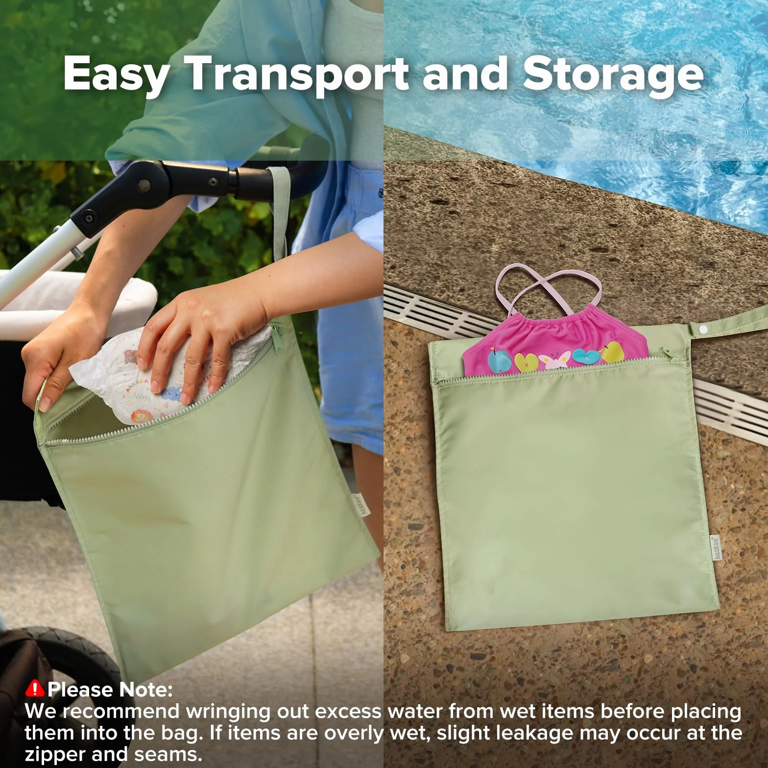 Haakaa Lot de 2 Sacs Imperméables pour Bébé, Sacs Humides/Secs pour Sac à Couches, Voyage