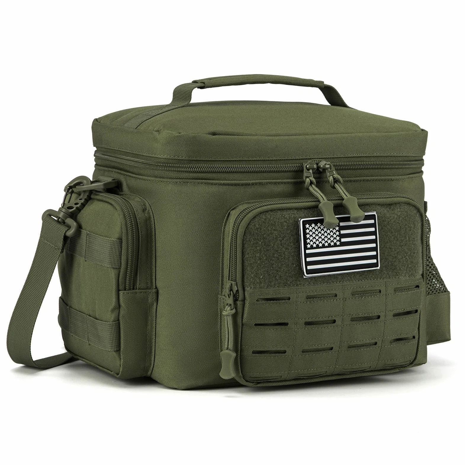 QT&QY Sac Repas Tactique 13L Militaire Renforcé - Glacière Isotherme Étanche Durable avec Système MOLLE Découpe Laser, pour Bureau/Camping/Pique-nique - Boîte Repas Adulte Hommes