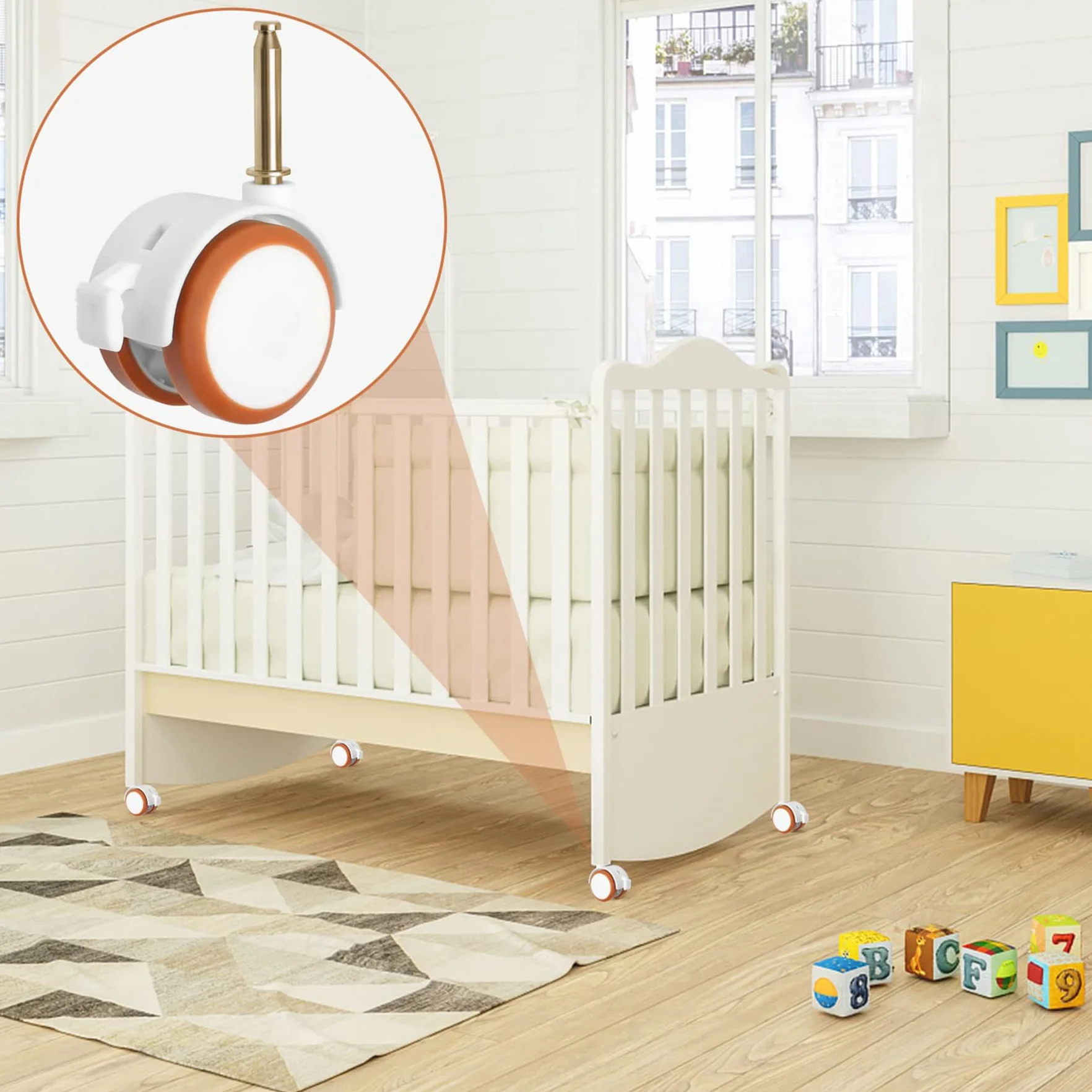 Roulettes pour Meubles d'enfants 4 Pièces Support pivotantes lit de bébé Berceaux