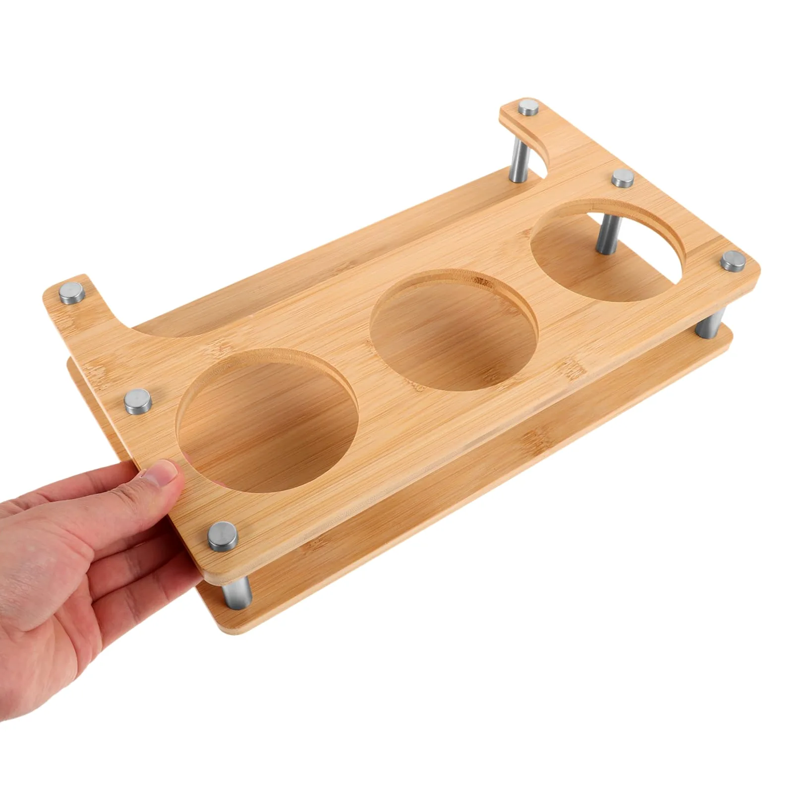 Abaodam Rack De Stockage De Pot D'assaisonnement Distributeur D'épices Portatif Rack à Épices Rond En Métal D'épices De Cuisine Support De Support De Comptoir Bac à Sel Beige En Bois