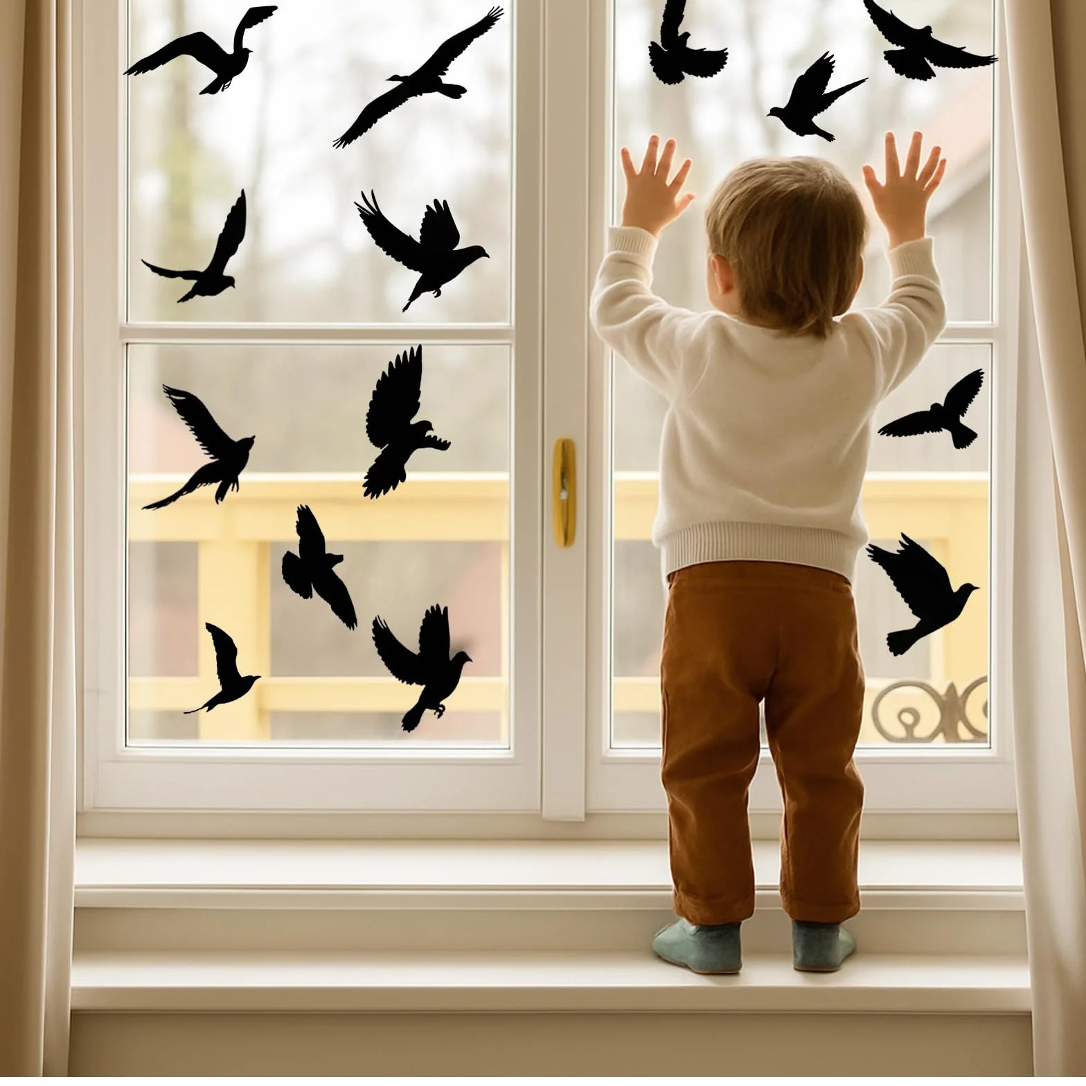 37 autocollants de protection contre les oiseaux en PVC réutilisables statiques anti-choc