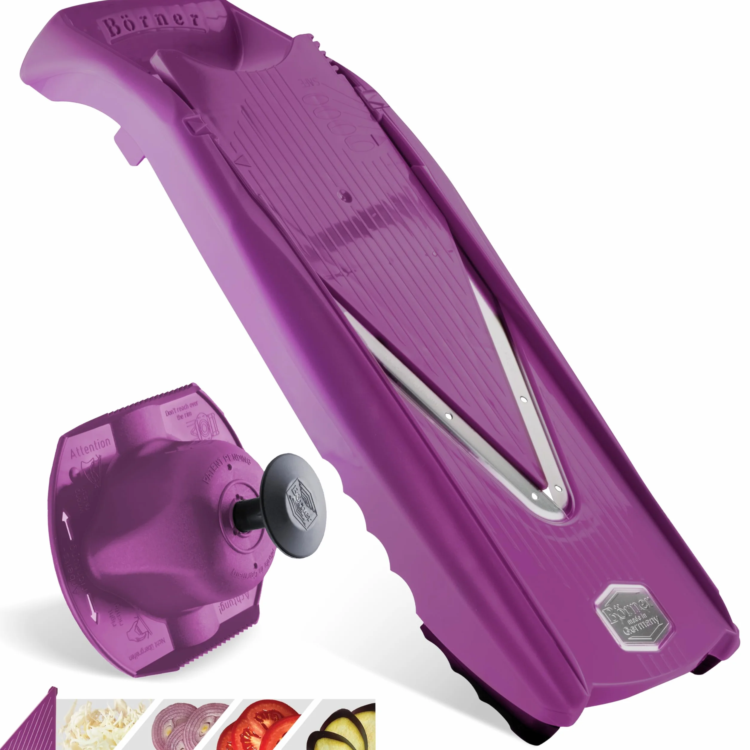 Börner V5 Coupe-Légumes Mandoline Trancheuse Lame Acier Inoxydable 4 Épaisseurs Violet
