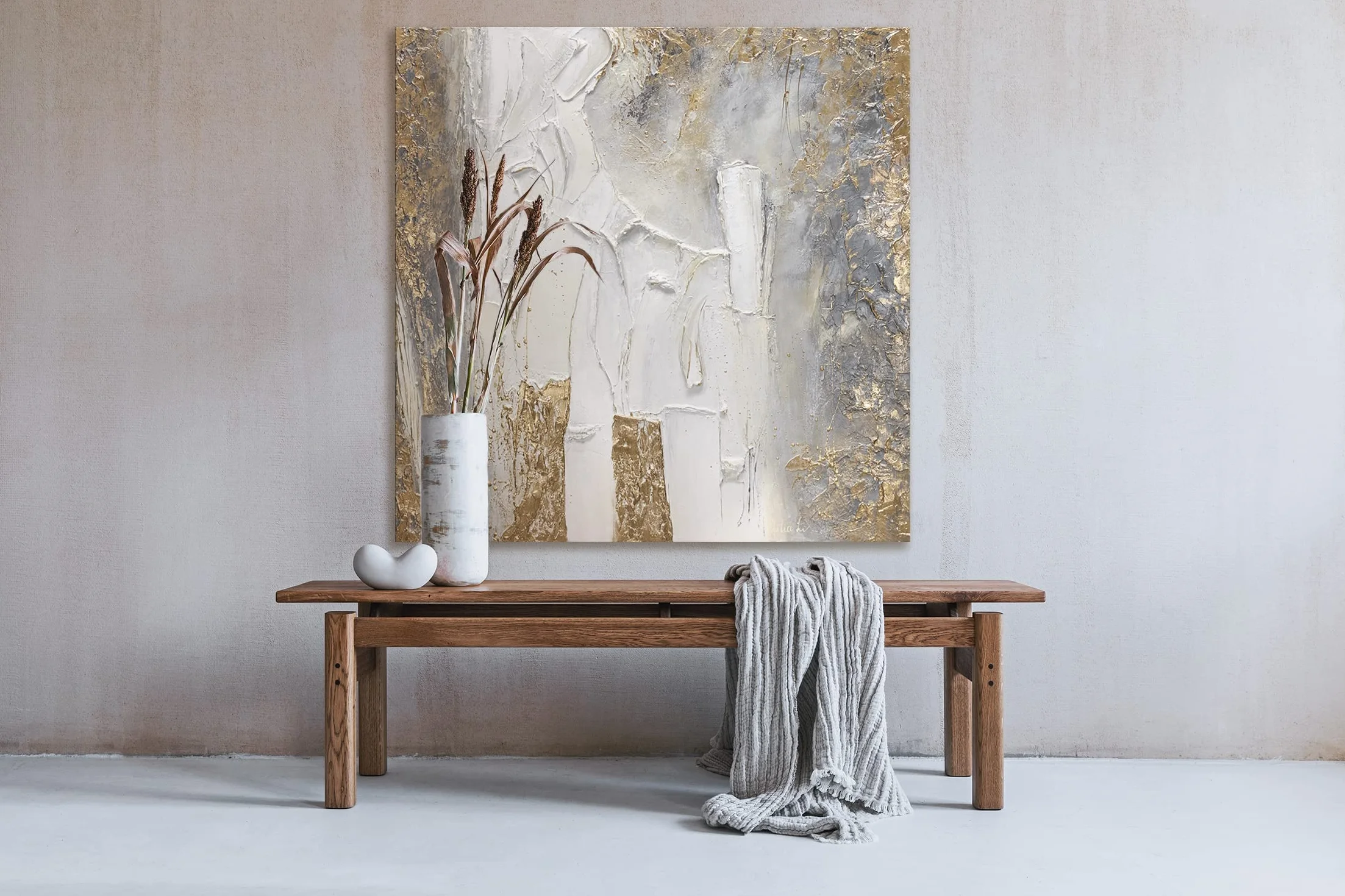 Tableau peinture moderne "Fantasi" 100×100cm Art mural peint à la main décoration intérieure