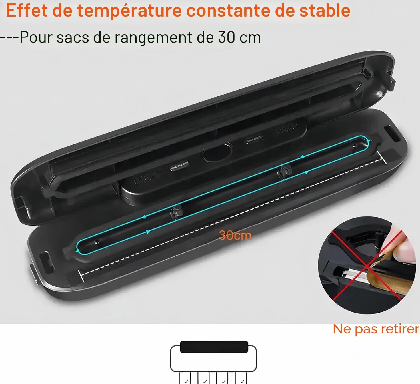 Machine à emballer sous vide automatique One Touch pour aliments, conservation sous vide, compacte (Noir)