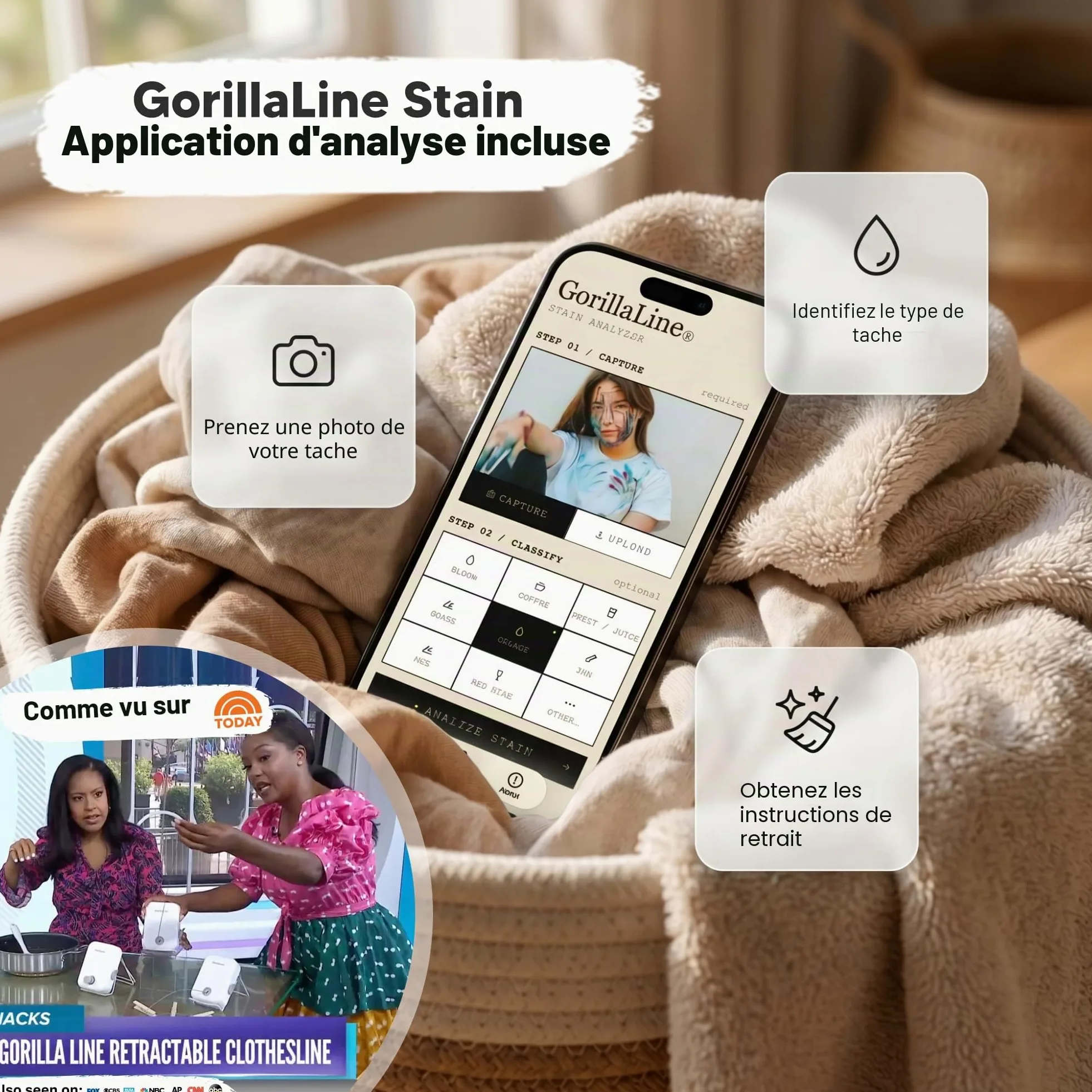 GorillaLine Corde à Linge rétractable pour intérieur et extérieur – Corde à Linge Robuste – Séchoir Mural – Séchage à l'air Libre