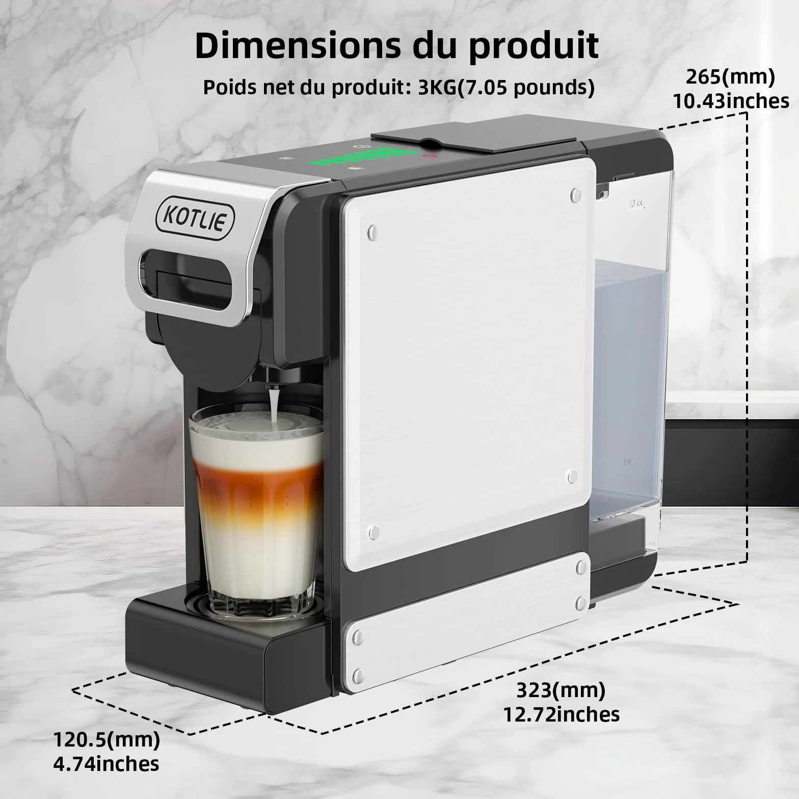 ST-550 Machine à café à capsules multifonction, pour Nespresso Original/pour Dolce Gusto/pour A MODO MIO/pour café moulu, sept réglages de volume d'eau, fonction de pré-infusion, capacité de 1 litre