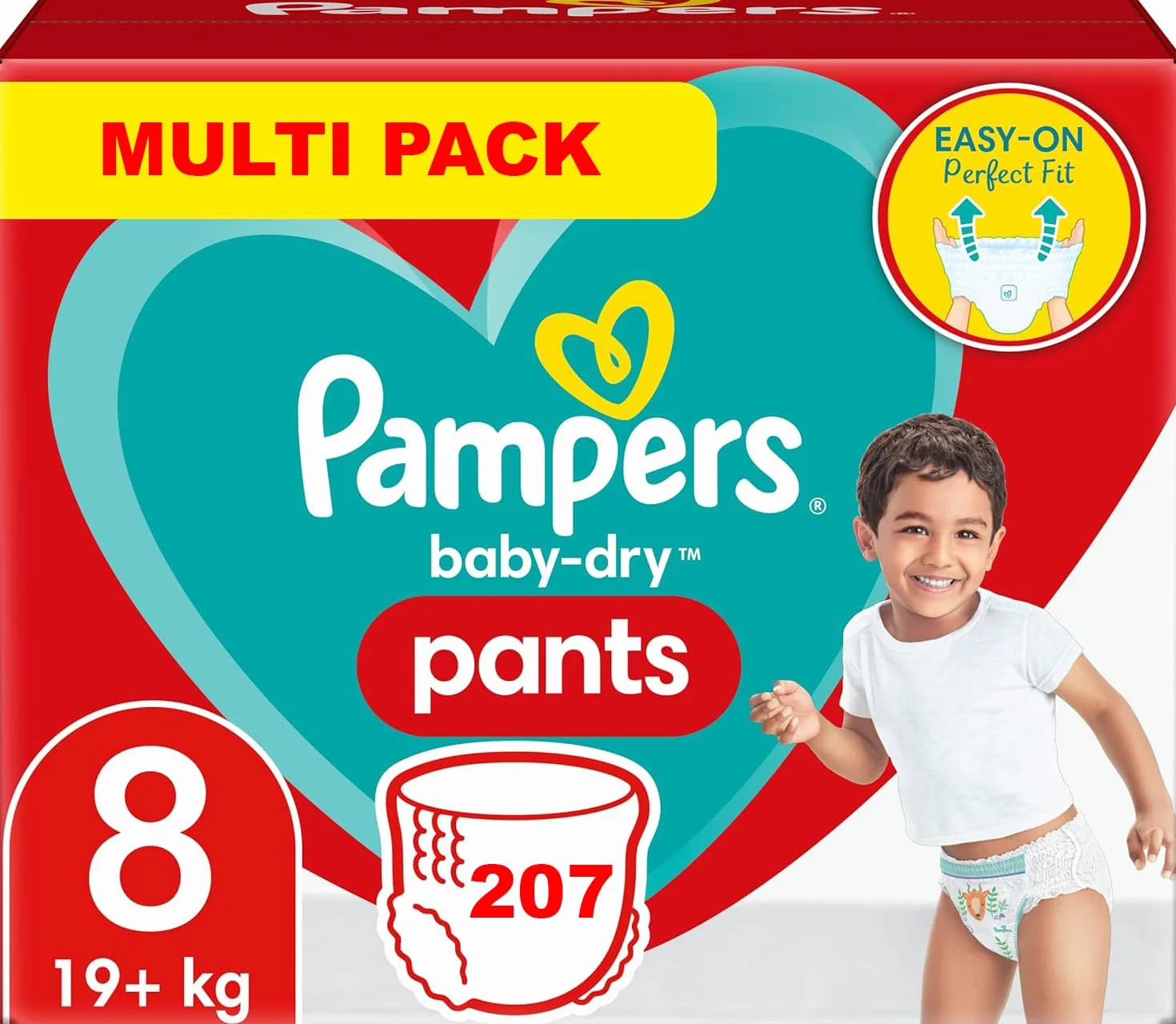 Pampers Pants Taille 8 Baby-Dry Couches-Culottes 207 Couches (+18 kg)