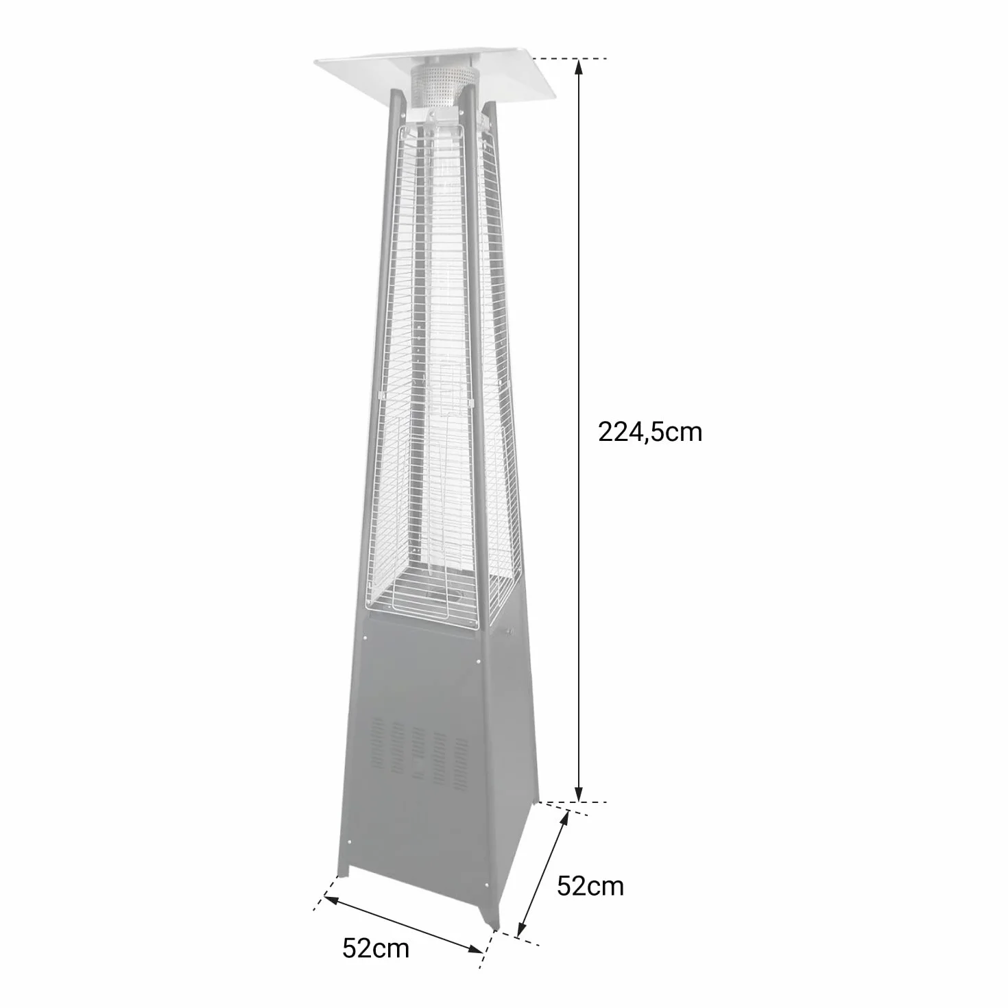 Parasol chauffant au gaz STOCKHOLM 13kW acier noir housse protection