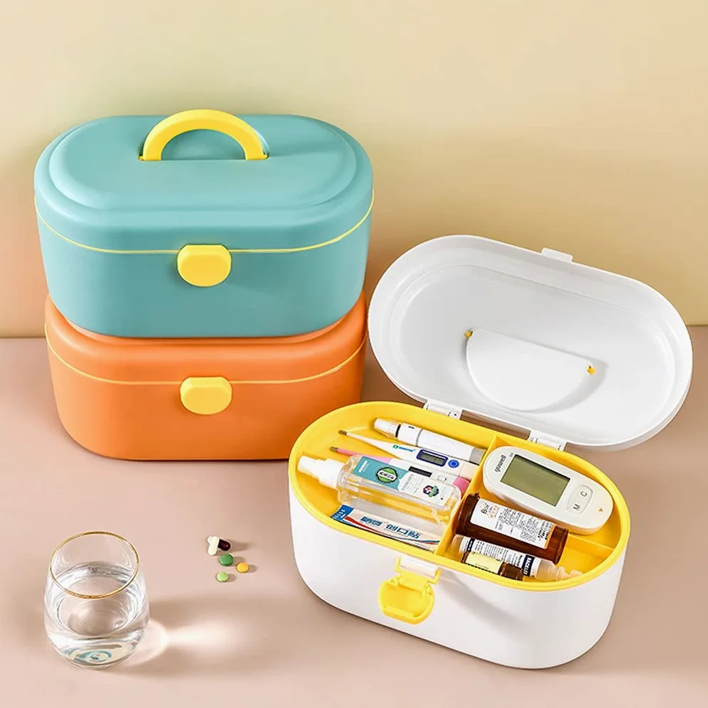 Trousse de Secours/Boîte Médicaments Petite boîte médicale Boîte de premiers secours boîte de rangement en plastique portable Boîte de rangement en plastique de premiers soins de la famille 11.02 pouc