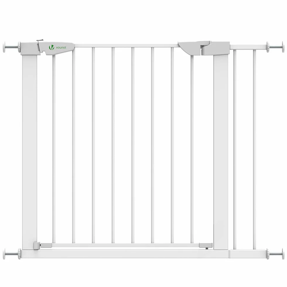 Barrière de Sécurité Extensible 88-96cm Métal Blanc 74cm Fermeture Auto Magnétique sans Perçage