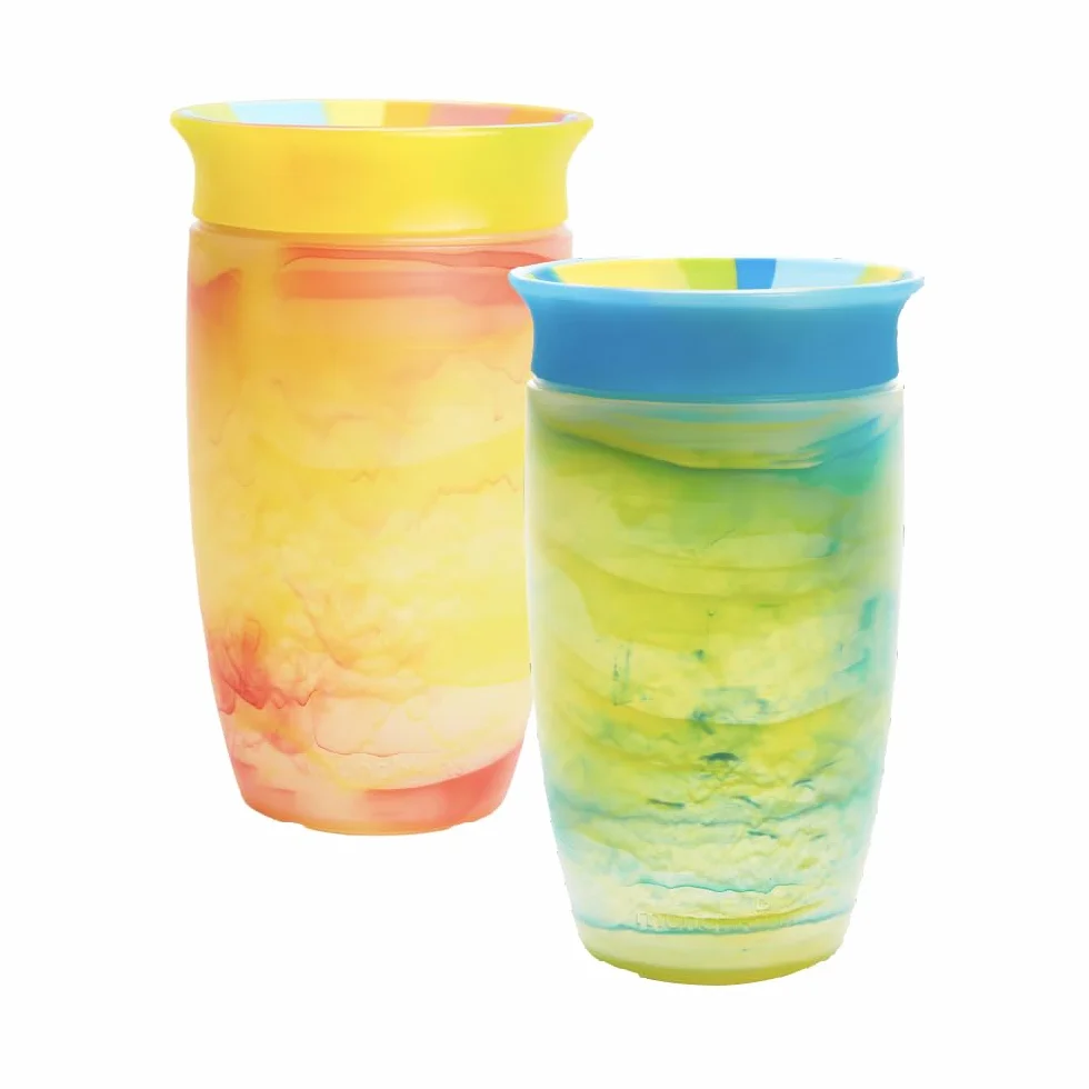 Munchkin Miracle 360 Tasses Bébé Gobelet à Flux Libre Sans BPA 296 ml Pack de 2 Bleu/Jaune