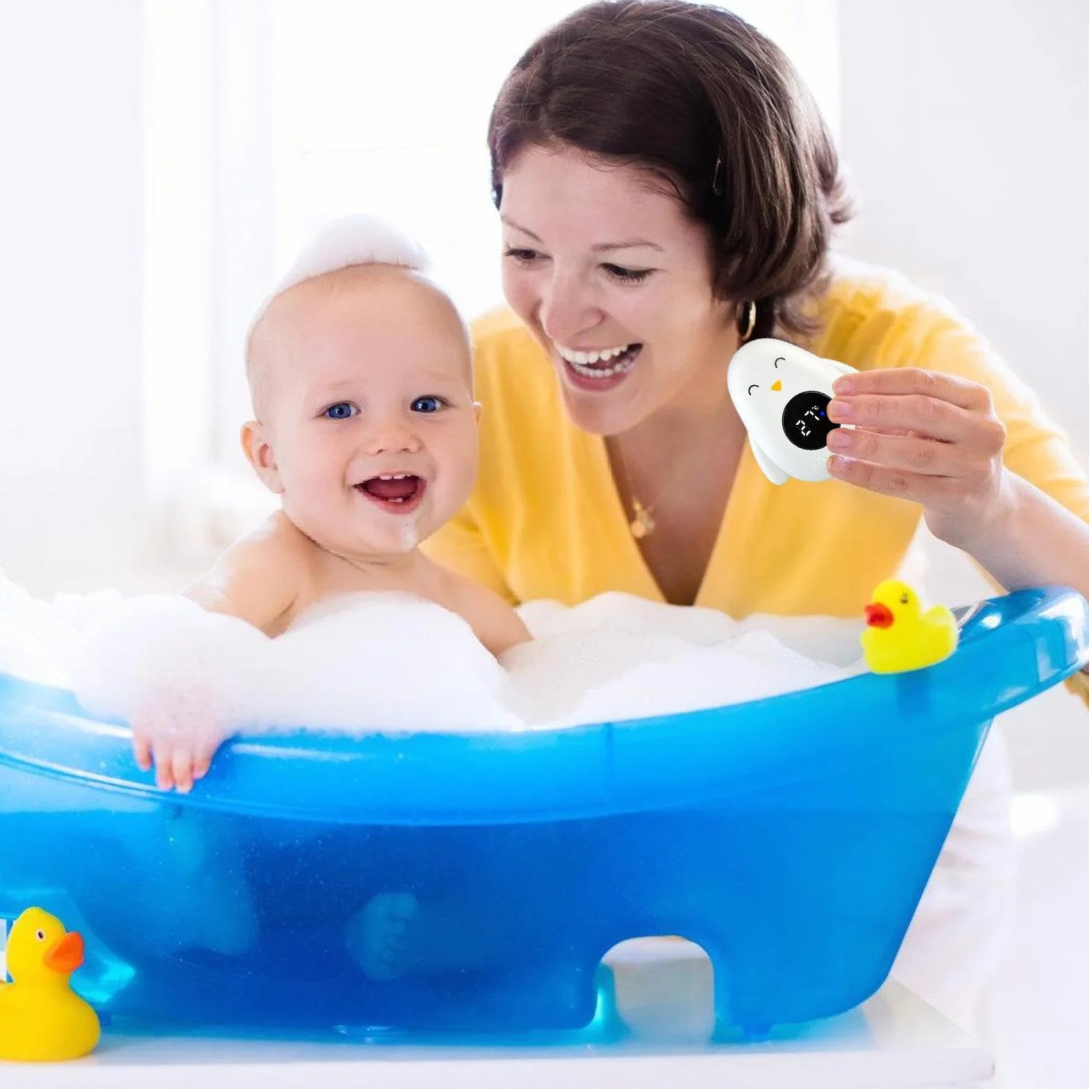 Thermomètre de Bain Numérique Manchot Bébé Écran LCD Tactile LED