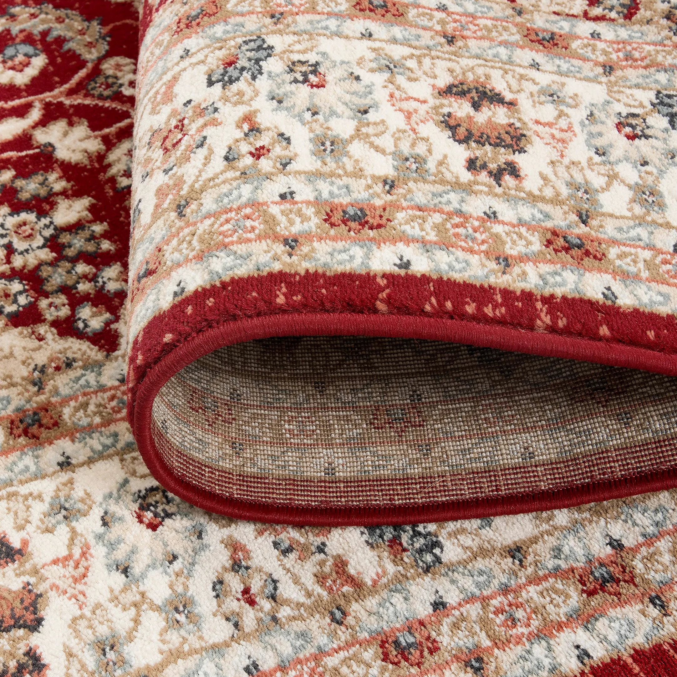 Carpeto Tapis Couloir 80x150cm Rouge Classique Traditionnel Doux Décoratif | Tapis pour Entrée Cuisine Bureau Salon Chambre Salle à Manger Anti-Allergène Chauffage au Sol Facile D'entretien Synthétique