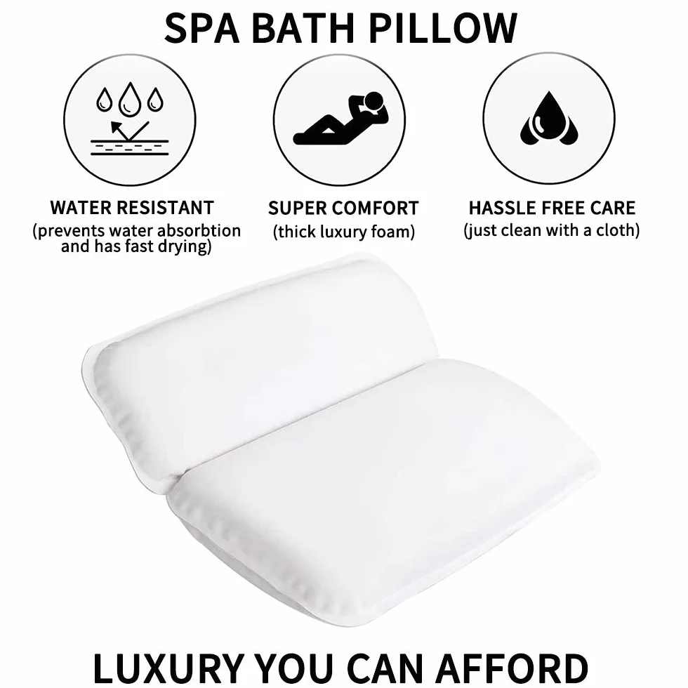 Coussin De Bain Antidérapant avec 7 Ventouses pour Cou Dos Épaules Tête Jacuzzi Spa 14.5x11"