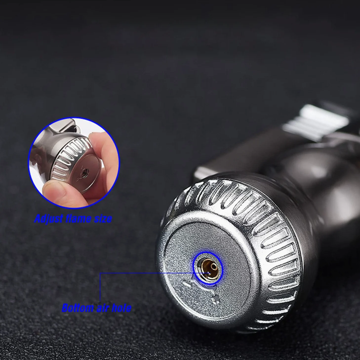 2 PCS Coupe-Vent Briquet Torche Réglable Jet Flamme Rechargeable Butane Mini Gourde Cigarette Outil pour Souder Cuisine BBQ Bougies Camping Cheminée (Noir)