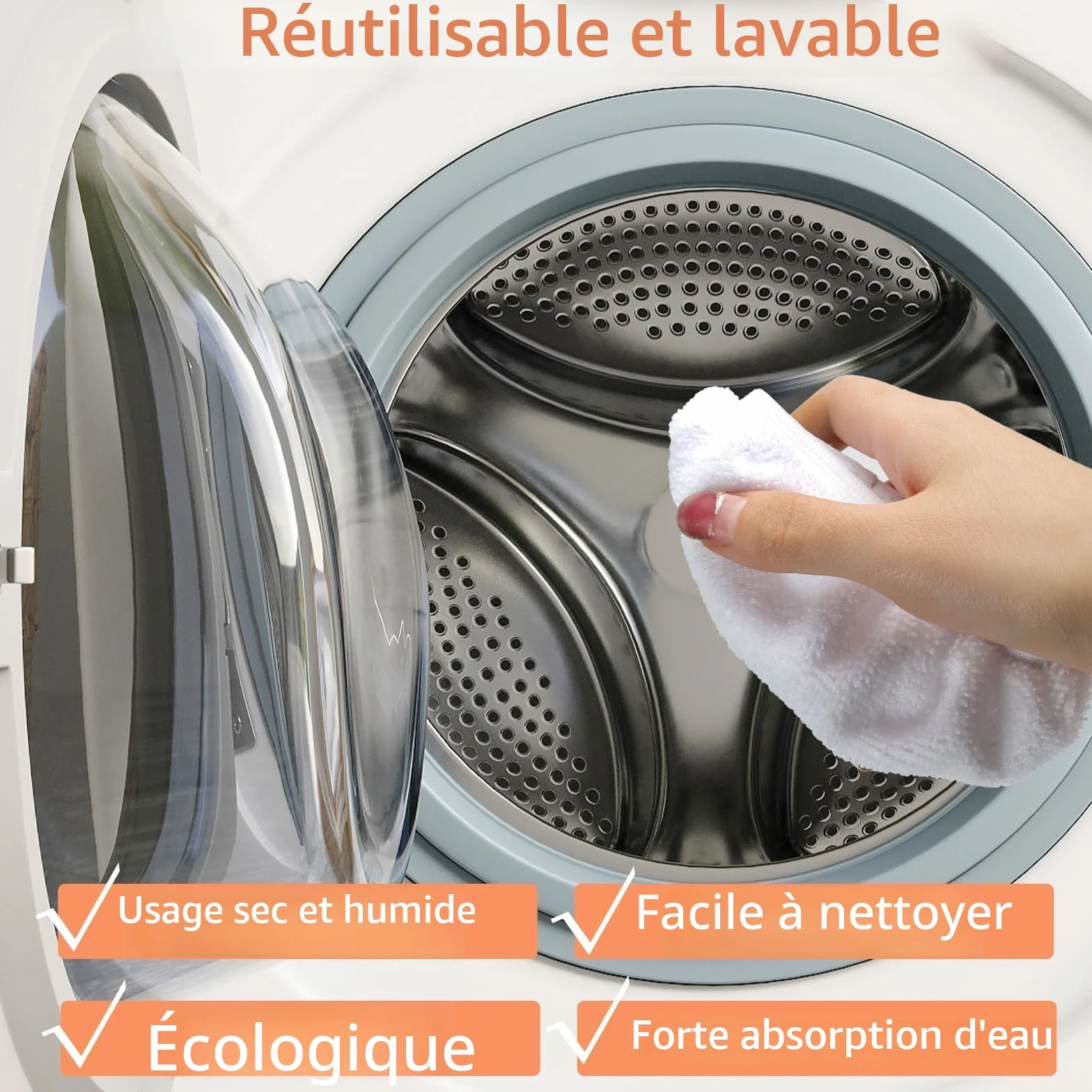 Lot de 10 accessoires pour nettoyeur à vapeur, chiffons en microfibre de rechange