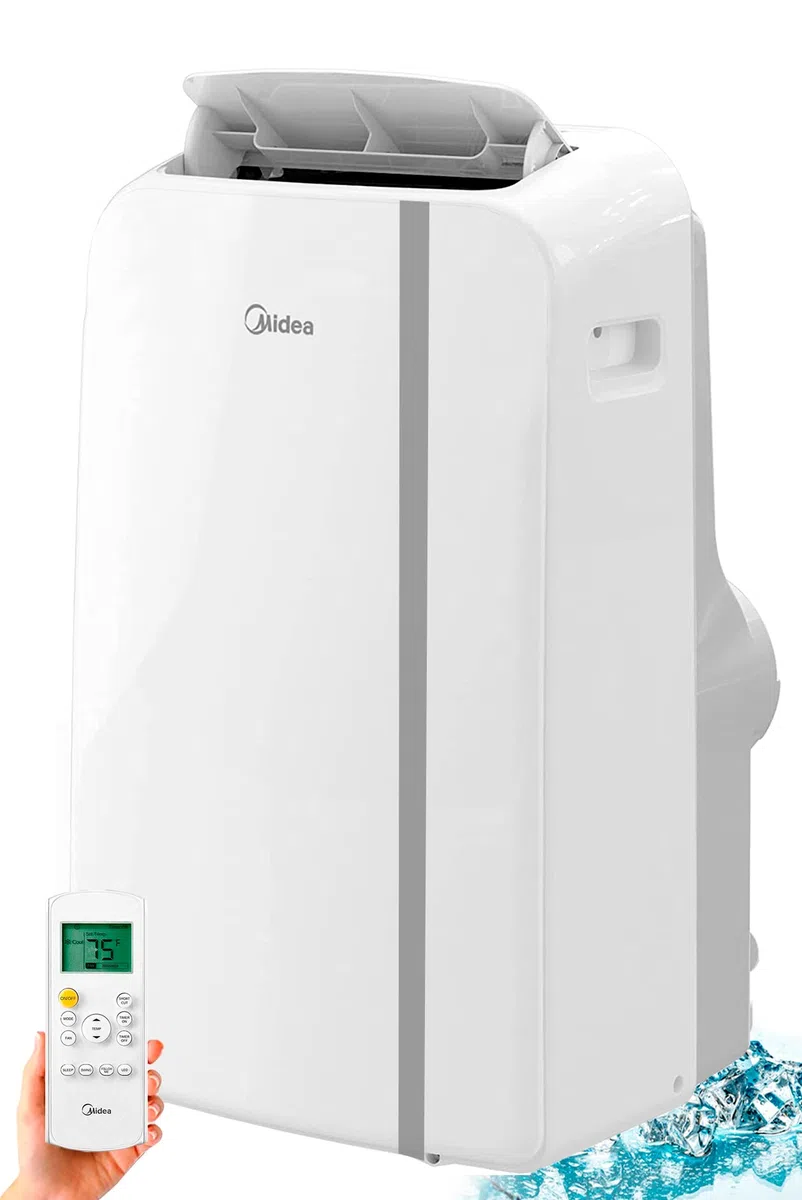 MIDEA Climatiseur portable frigories - Climatiseur portable refroidisseur - Refroidisseur silencieux - Refroidisseur d'air - 3 vitesses avec kit fenêtre et télécommande (12000 BTU | 43m2 | Avec Ligne)