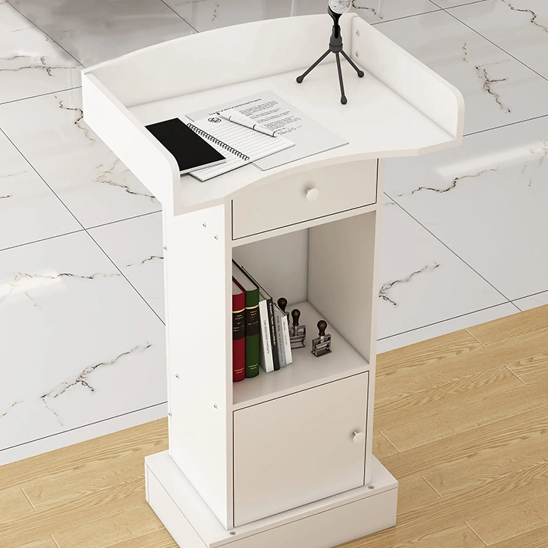 Podium de table haute pour pupitre d'église, comptoir, caisse enregistreuse avec étagères et étagères - Idéal pour les mariages, les conférences, les bureaux, les bars et les événements.