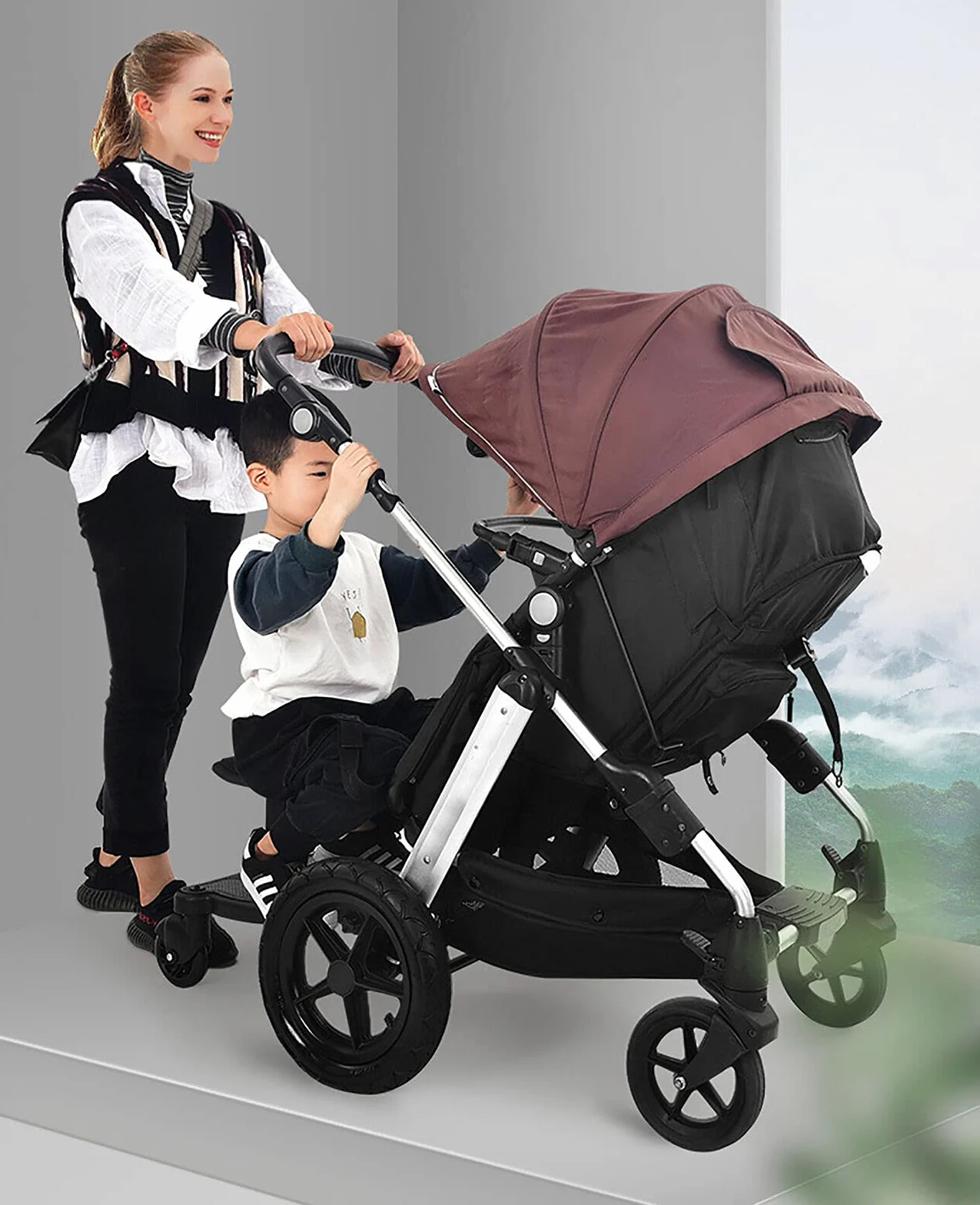 Marchepied universel avec siège pour poussette, compatible avec presque toutes les poussettes, supporte les enfants jusqu'à 25 kg