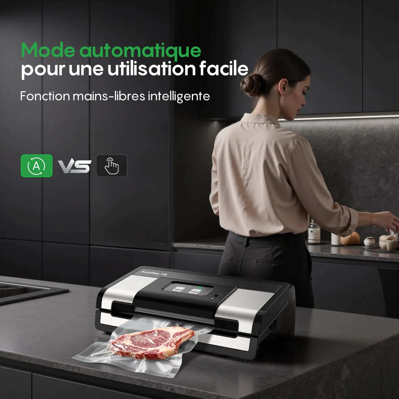 FRESKO Machine Sous Vide Alimentaire 140W AutoMax V8 Sec/Humide Mains Libres