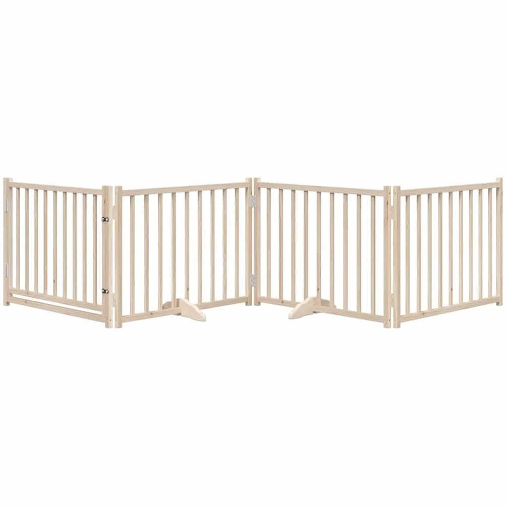 vidaXL Barrière pour Chiens avec Porte 4 Panneaux Bois de Sapin Massif