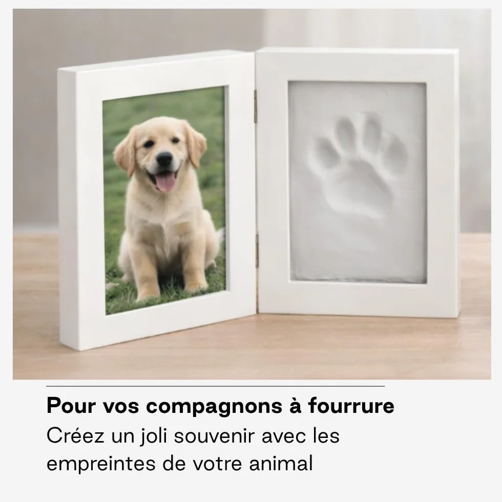 Jané Cadre Empreinte Bébé avec Photo, Argile à Modeler Séchage 24h, Souvenir Main ou Pied, Blanc
