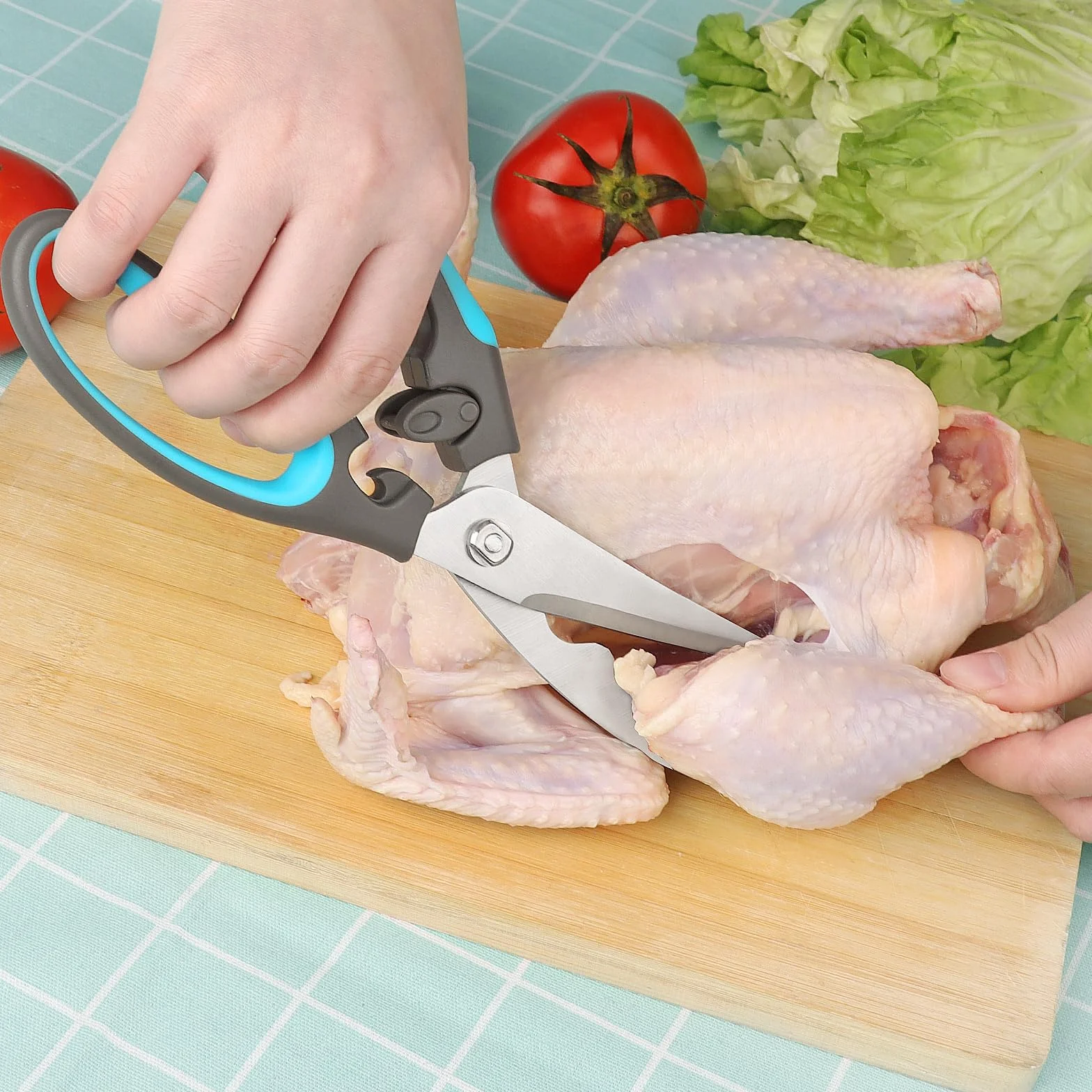 Ciseaux à volaille acier inoxydable robuste coupe puissante matériau qualité alimentaire utilisation intensive cuisine