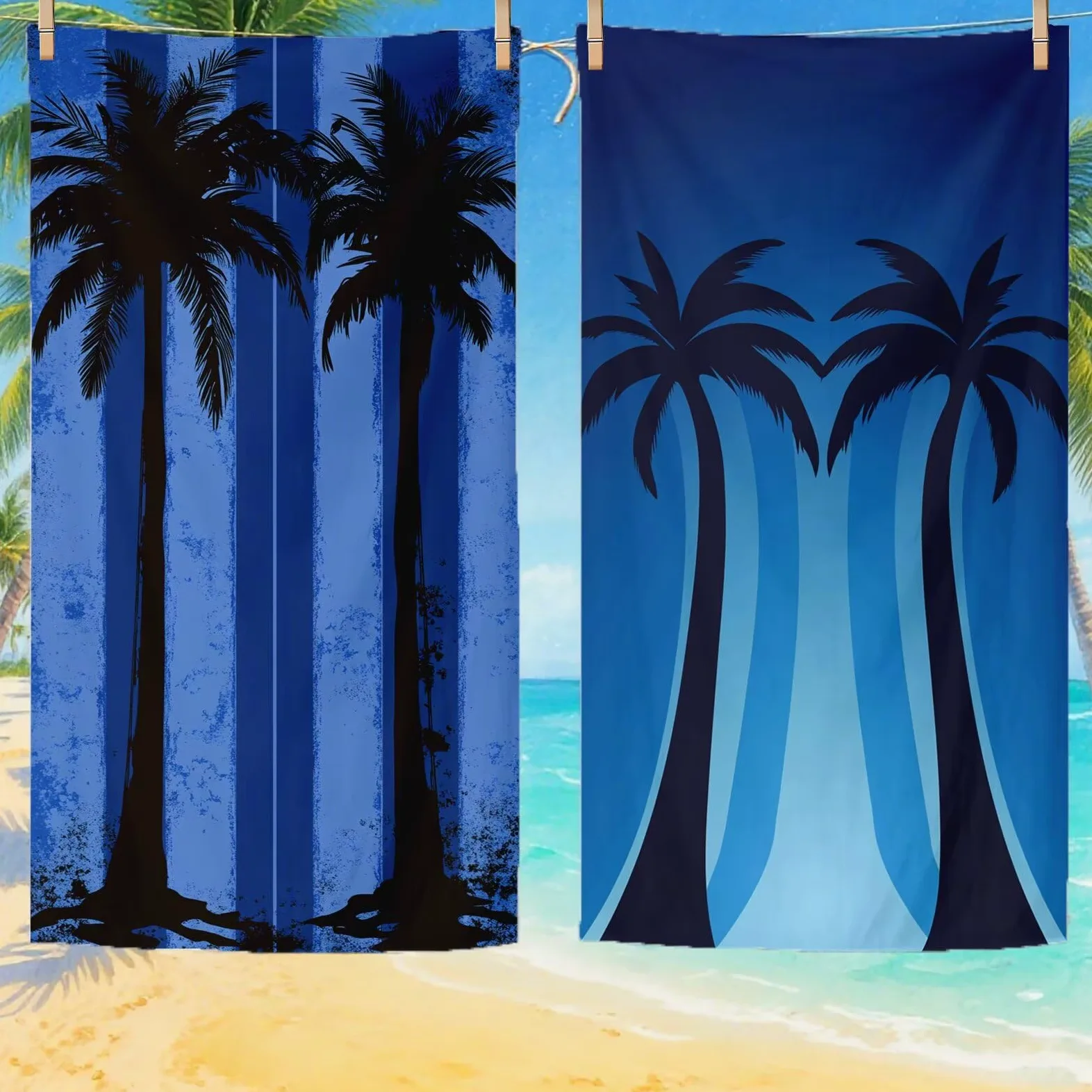 Serviette de Plage XXL 100x200 cm,Cocotier Serviette Plage Microfibre avec Séchage Rapide, Anti-Sable, Absorbante Fonction Design pour Vacances Piscine Pique-Nique Voyages Yoga, Cadeau Femme Q-623