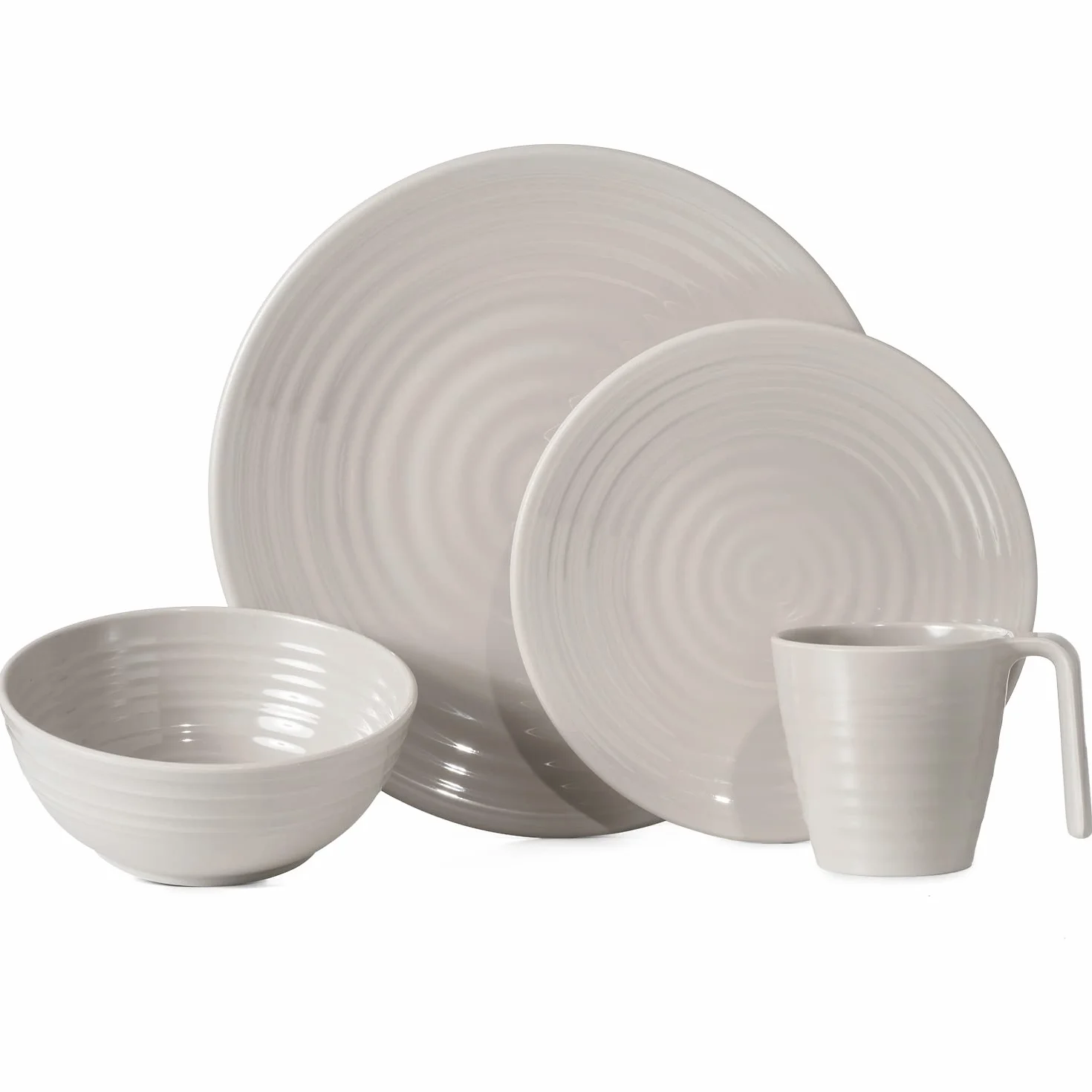 Vaisselle de camping en mélamine pour 1 à 4 personnes I 4-32 pièces I Tasse I Bol I Verres I Assiettes I Set de pique-nique BBQ Batterie de cuisine I Design café