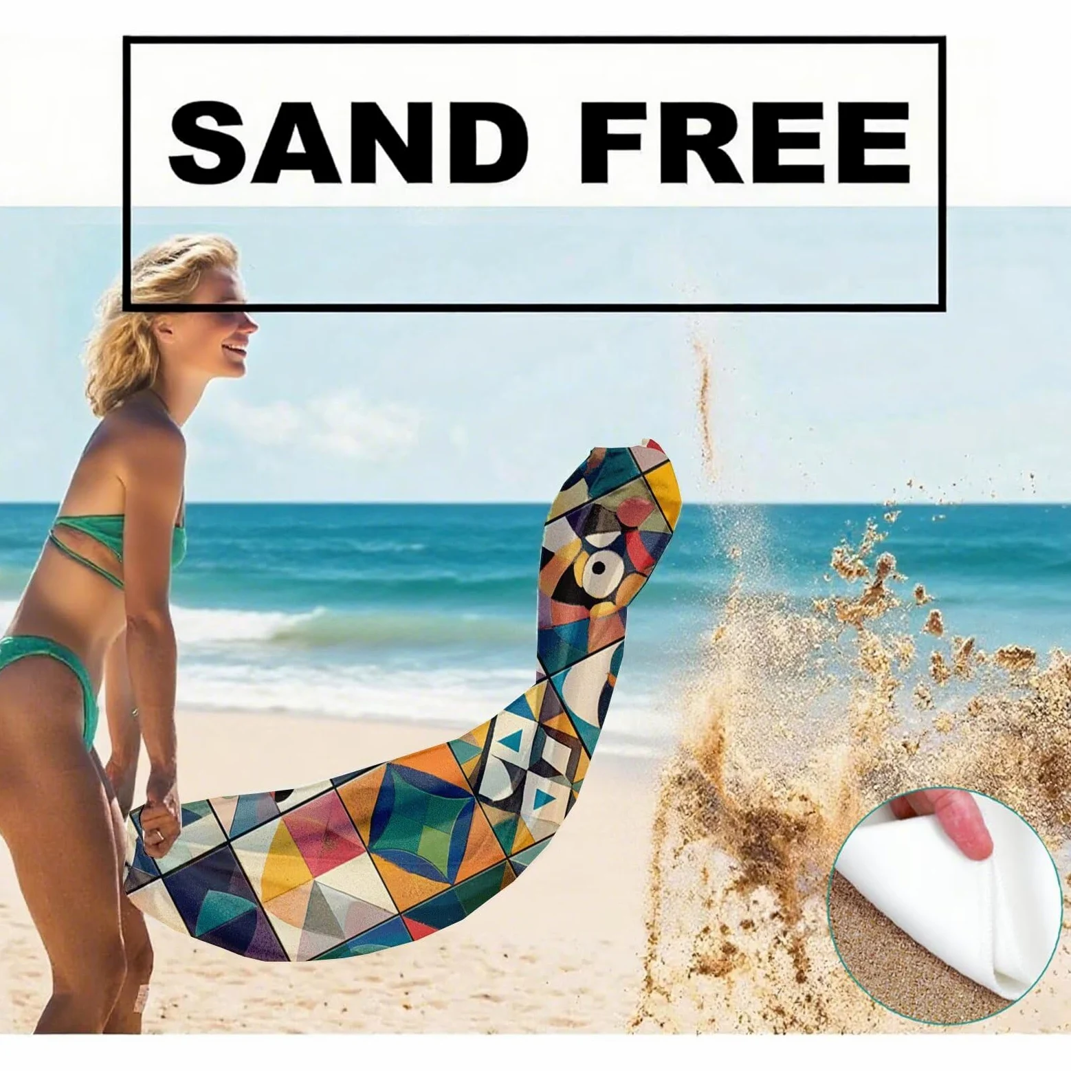 Serviette de Plage XXL 100x200 cm,Bohême Serviette Plage Microfibre avec Séchage Rapide, Anti-Sable, Absorbante Fonction Design pour Vacances Piscine Pique-Nique Voyages Yoga, Cadeau Femme Q-691