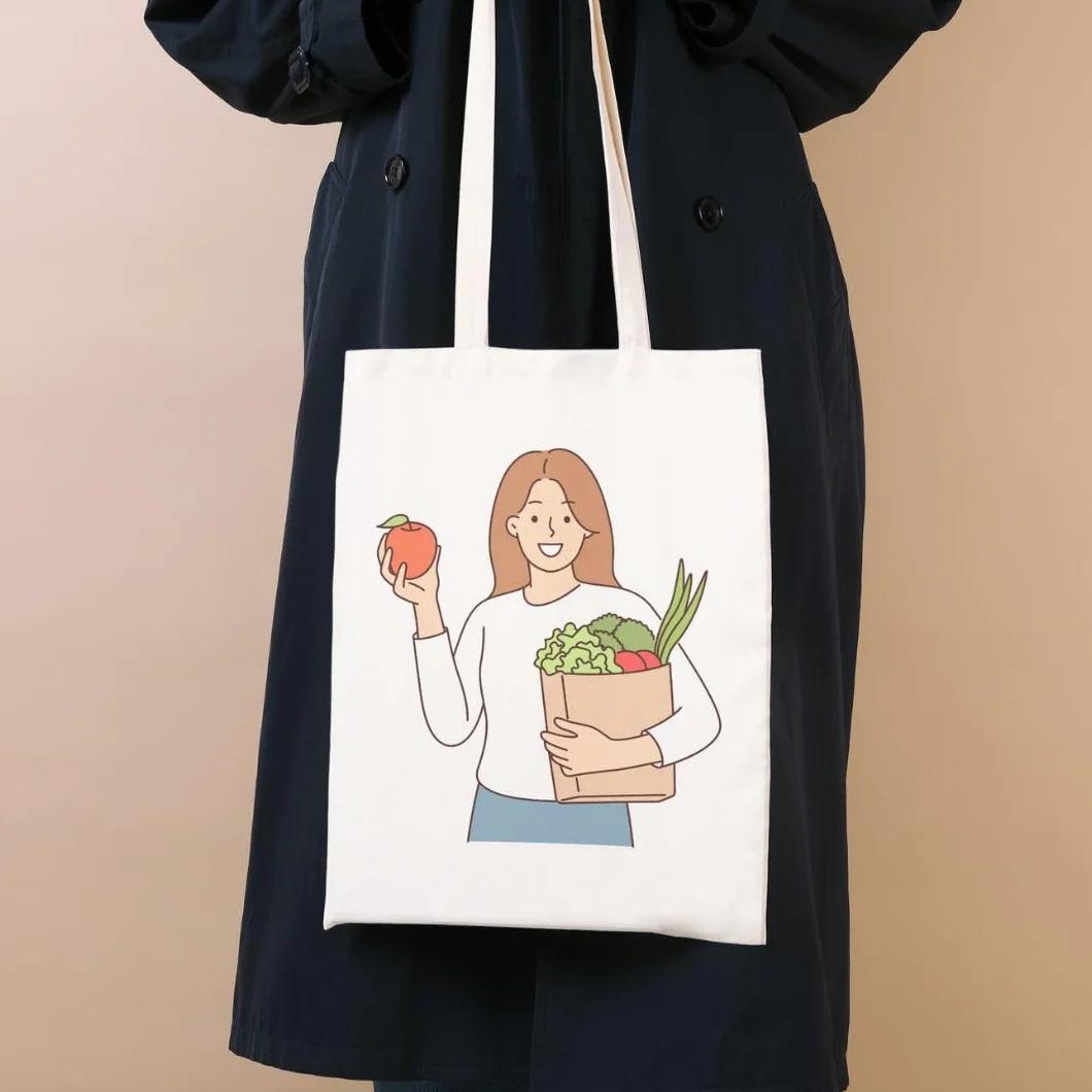 Tote Bag Personnalisable en Coton Bio 38x42cm Poignées Longues