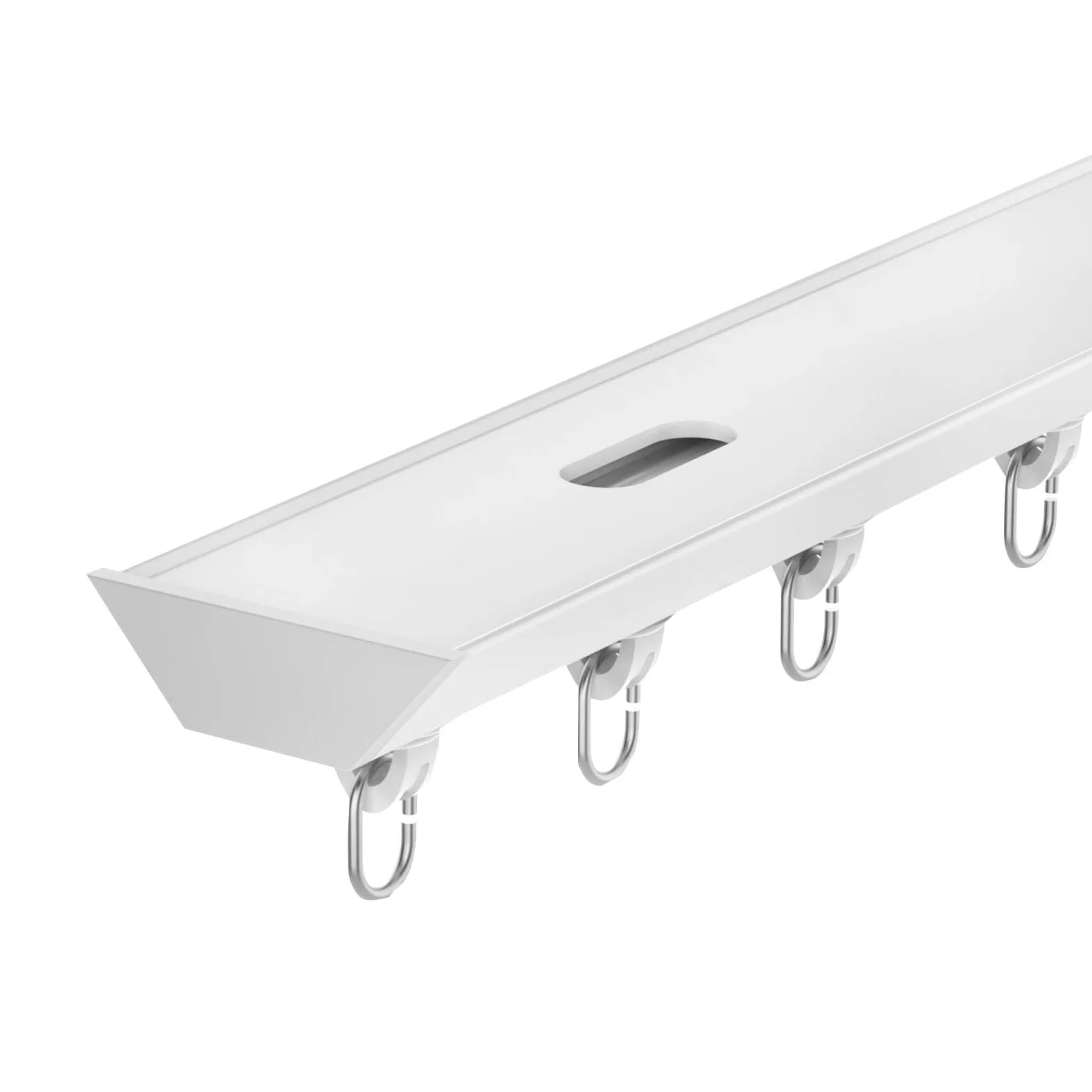 Tringles à rideaux silencieuses, rails invisibles ultra-fins montés sur le dessus, fonctionnement fluide et silencieux, adaptés aux baies vitrées et aux balcons(White,220cm)