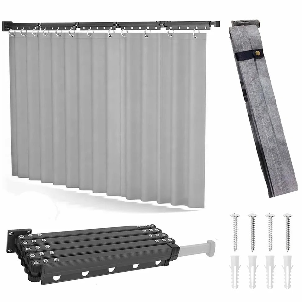 Tringle à Rideau De Douche Pliable,Barre De Douche en L Rétractable,Pliable Tringle à Rideau Barre,1,8× 2 m Rideau de Douche Pliable Anti Moisissure Imperméable,Forme U/L/Droite, pour Salles de Bain