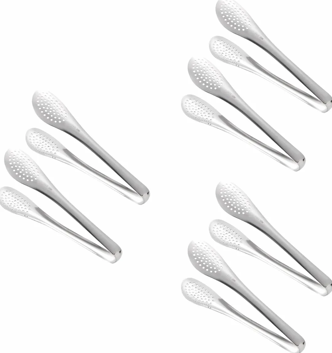 4 pièces Pinces à Salade en Acier Inoxydable Pinces à Salade Pinces de Cuisson Pinces de Service en Acier Inoxydable (6 pièces)
