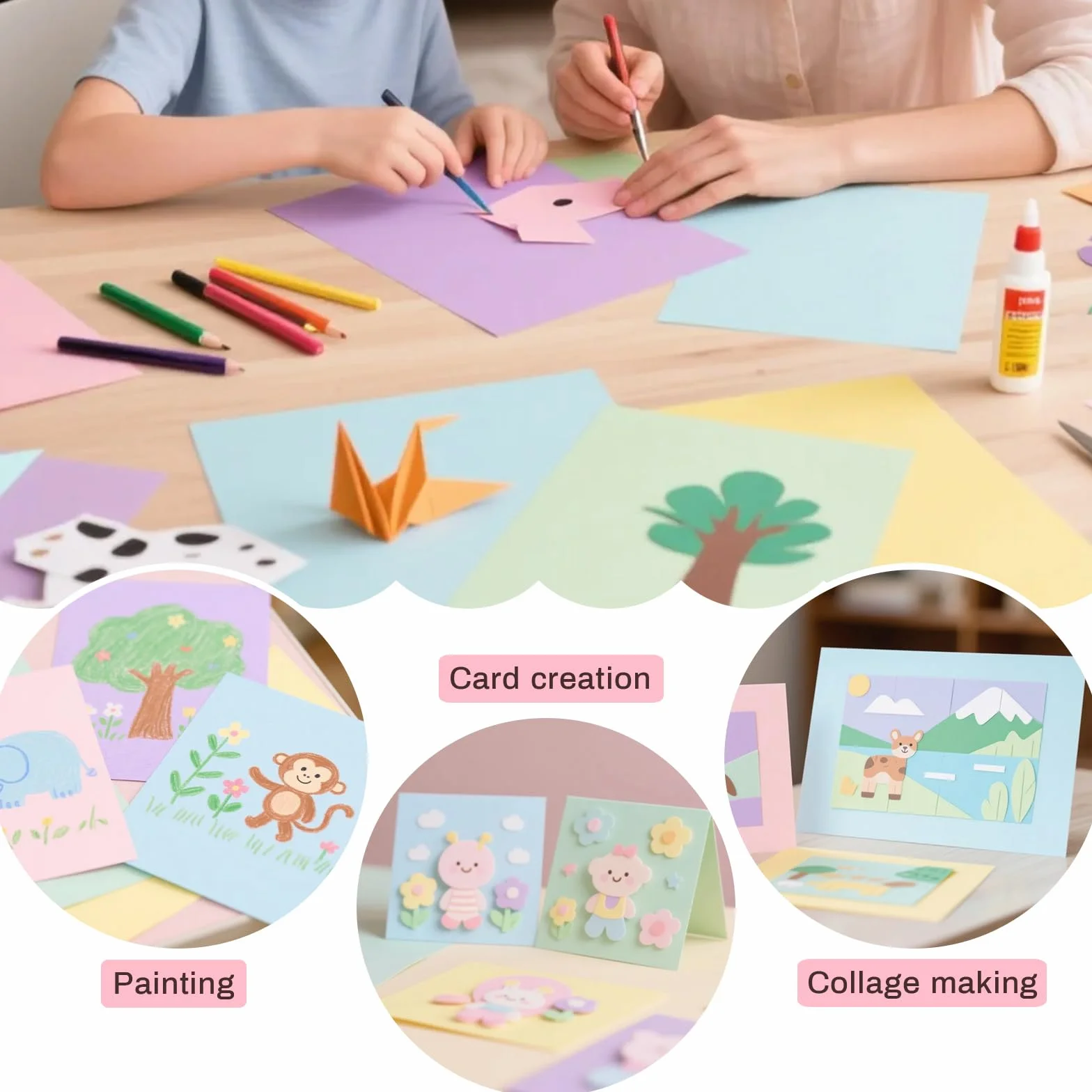 Papier Cartonné Pastel A4 50 Feuilles 10 Couleurs Douces pour Maison École Bricolage
