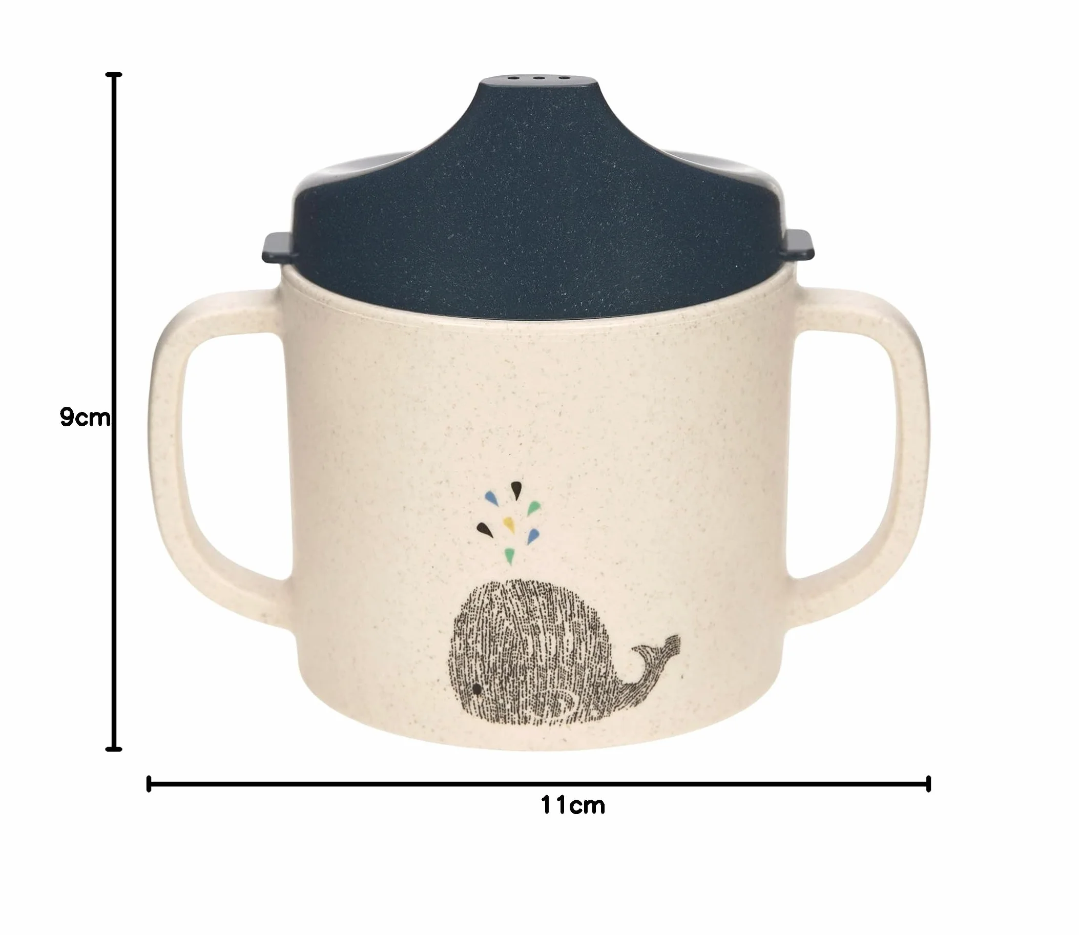 LÄSSIG Polypropylène PP Tasse à boire enfants anse couvercle amovible 150 ml Sippy Cup Little Water Whale