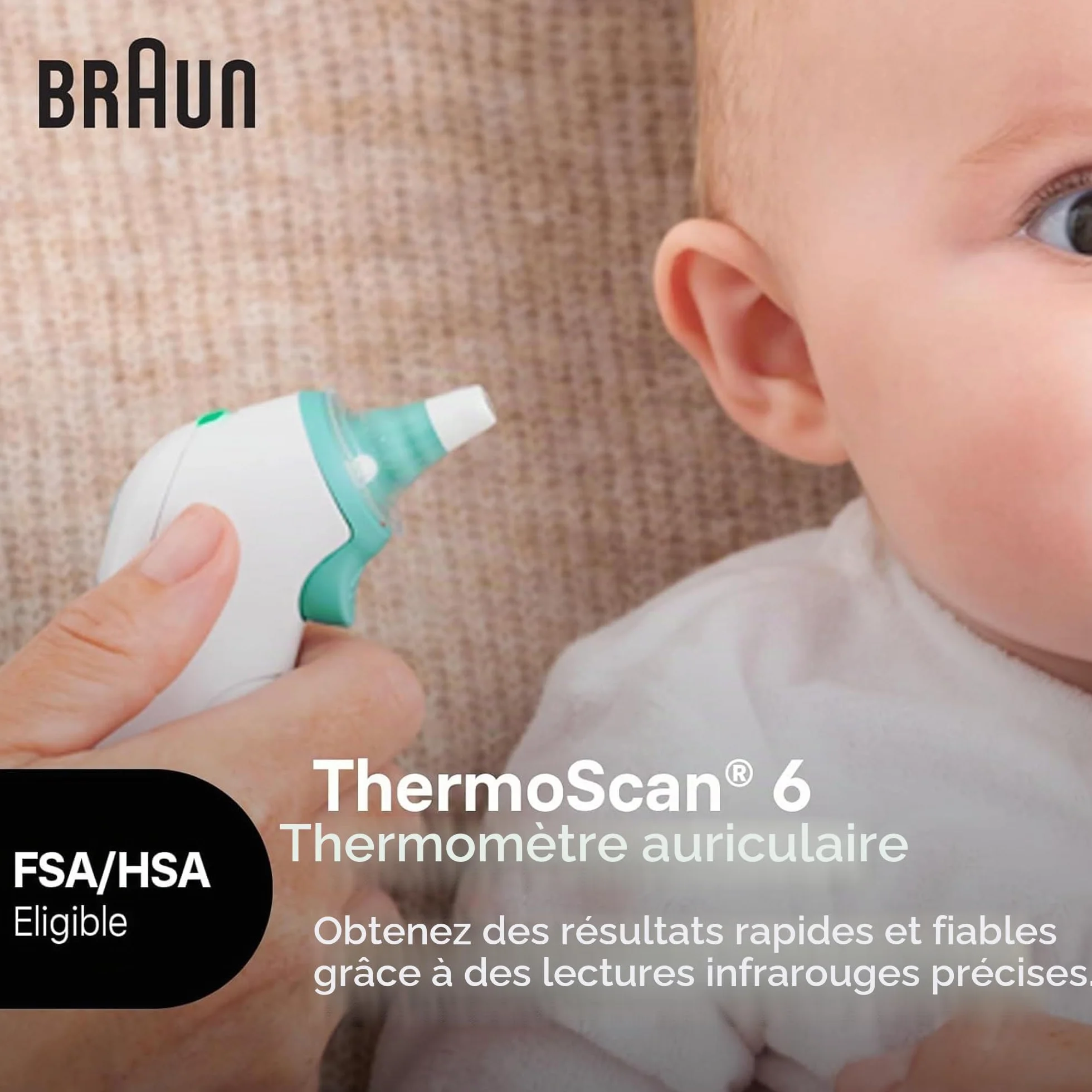 Braun ThermoScan 6 IRT6515 Thermomètre auriculaire numérique pour adultes bébés enfants