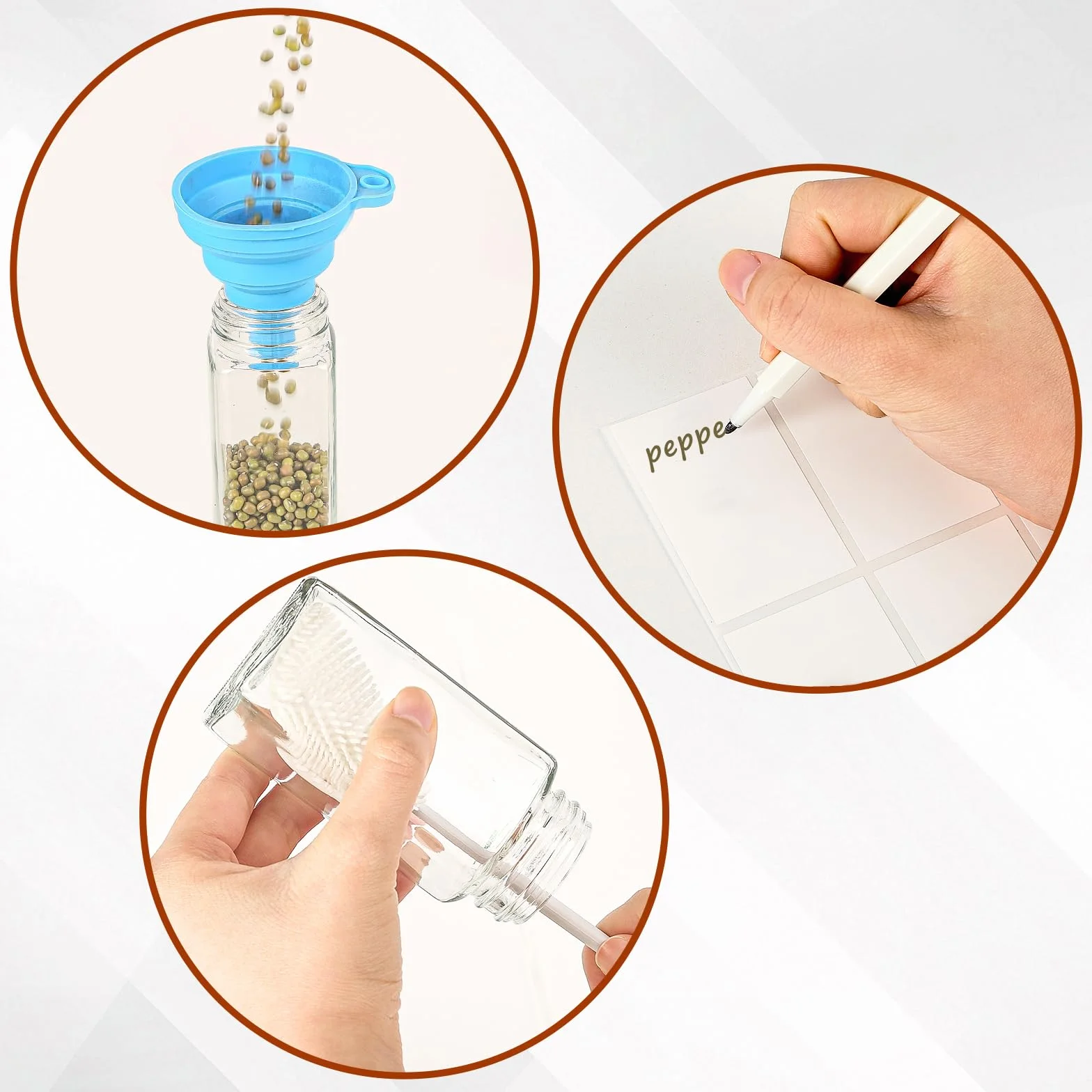 Pot Epices Verre Carré 120ml Bocaux avec Couvercle Aluminium Rangement Cuisine Camping (Blanc argenté)