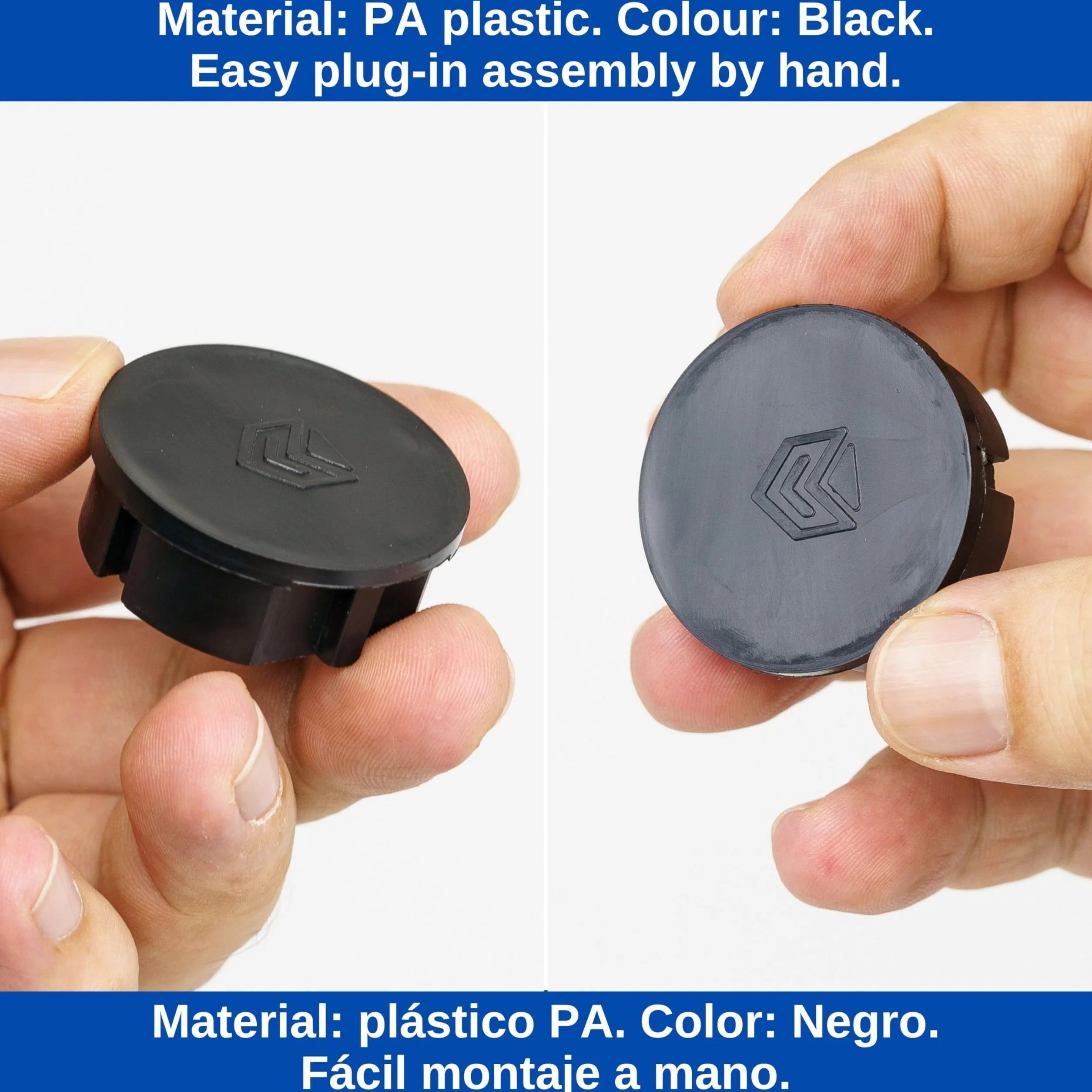 Couvercle de prise SchuKo type F, protection poussière éclaboussures, 2 pièces, noir