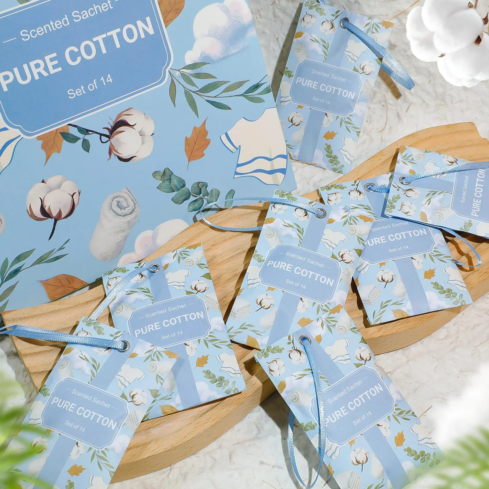 Scentorini Sachets Parfumés Coton Frais 10g x 14 pour Armoires et Tiroirs