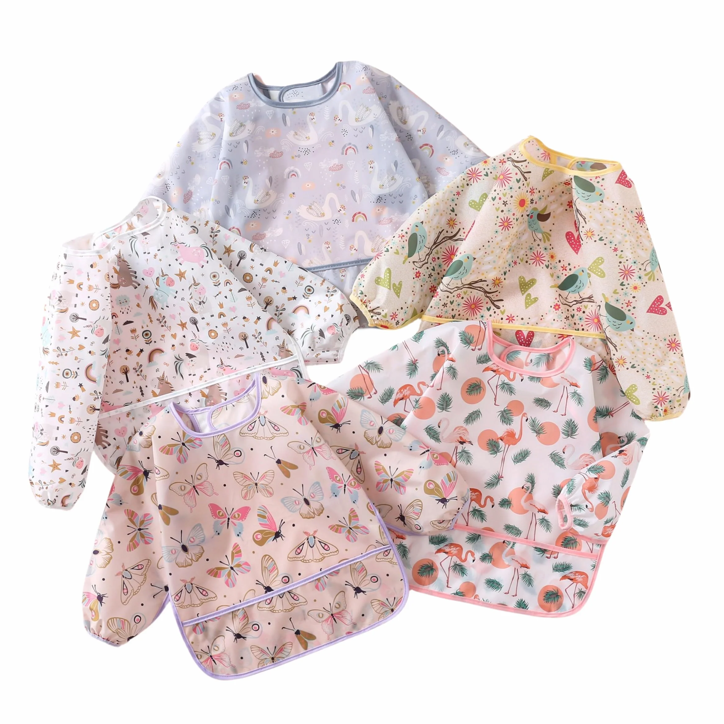 Bébé Bavoir Manches Longues Imperméable Enfant 5pcs 3 à 30 Mois