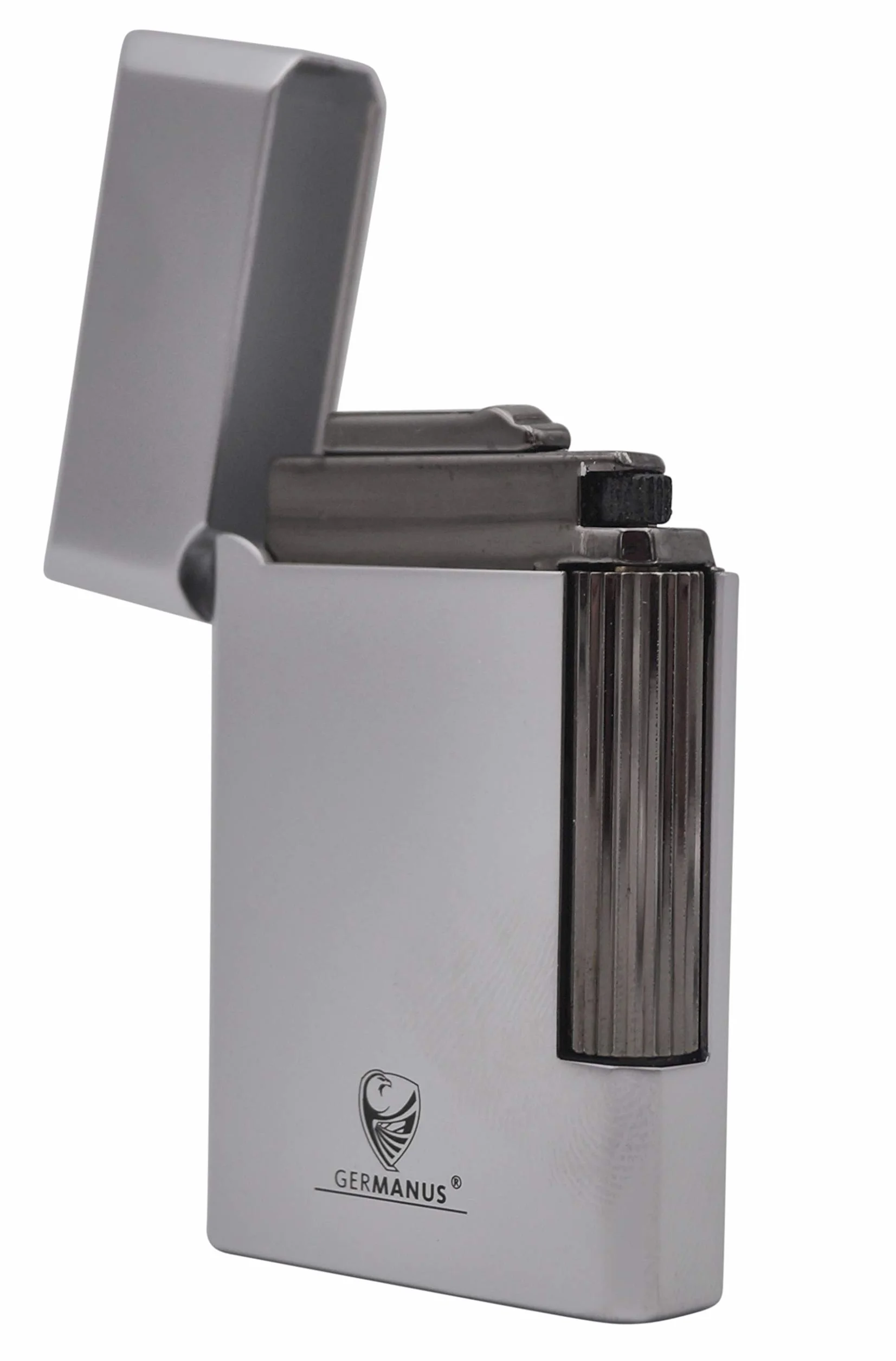 GERMANUS Briquet, entièrement en métal, argenté, le robuste
