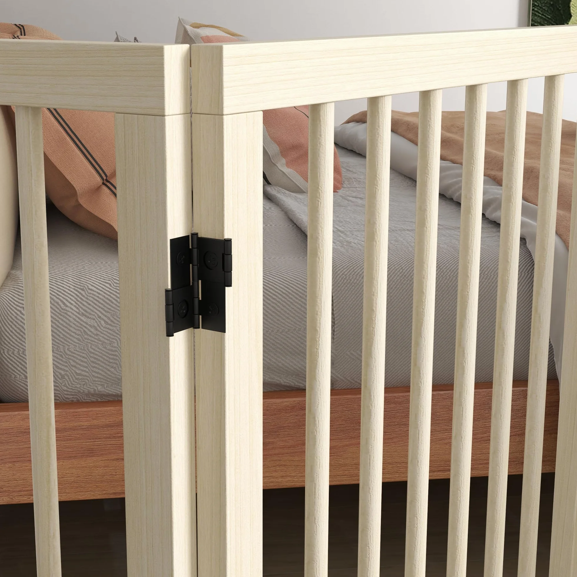 PawHut Barrière de Sécurité pour Chien Modulable Pliable 4 Panneaux Bois Naturel 206 x 35,5 x 76 cm