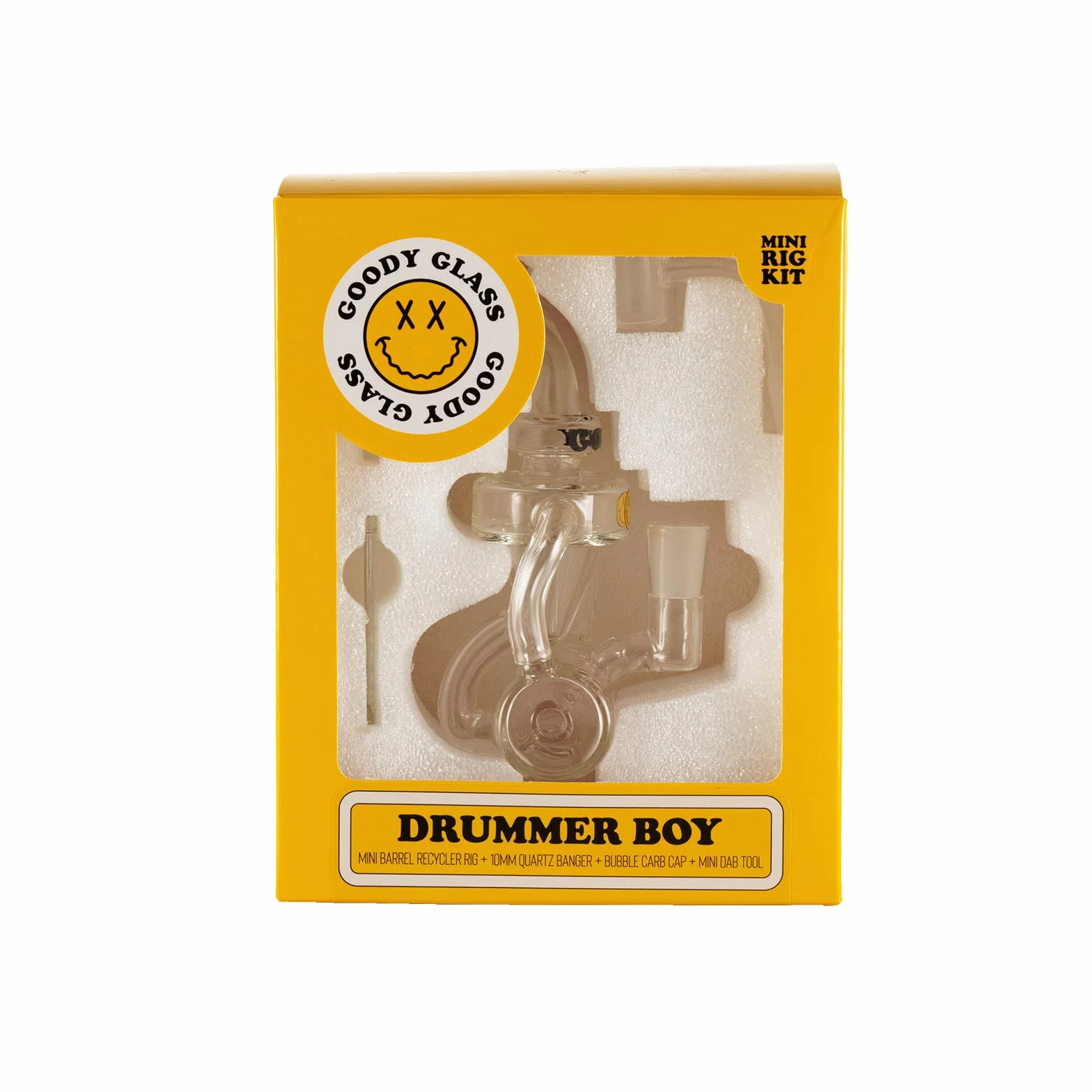 Goody Glass Drummer Boy Mini Dab Rig Bong Pipe à eau - Rose 4Piece Kit