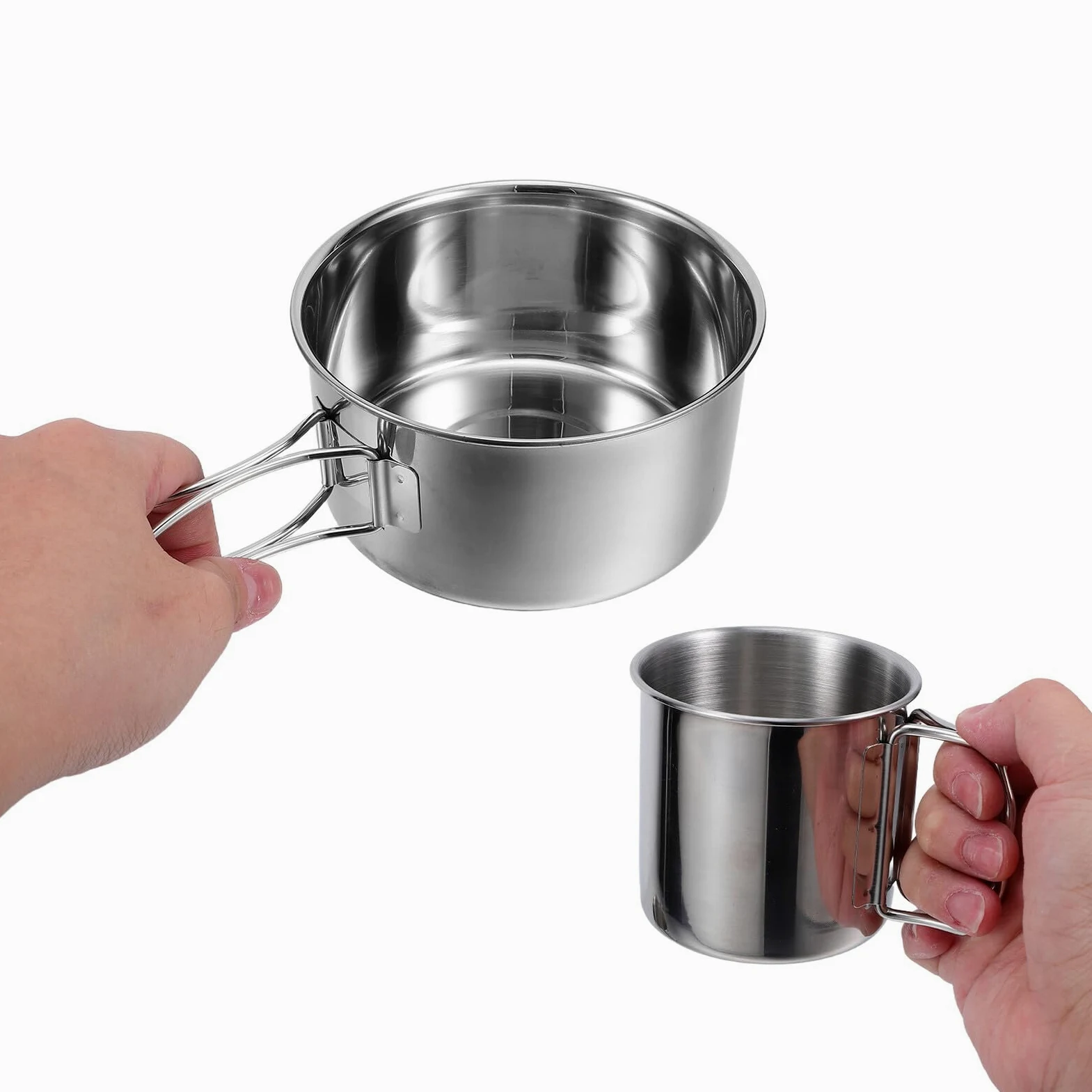LIFKOME Vaisselle de Camping Pliable Acier Inoxydable Couverts Légers pour Pique- Randonnée et Activités de Plein Air