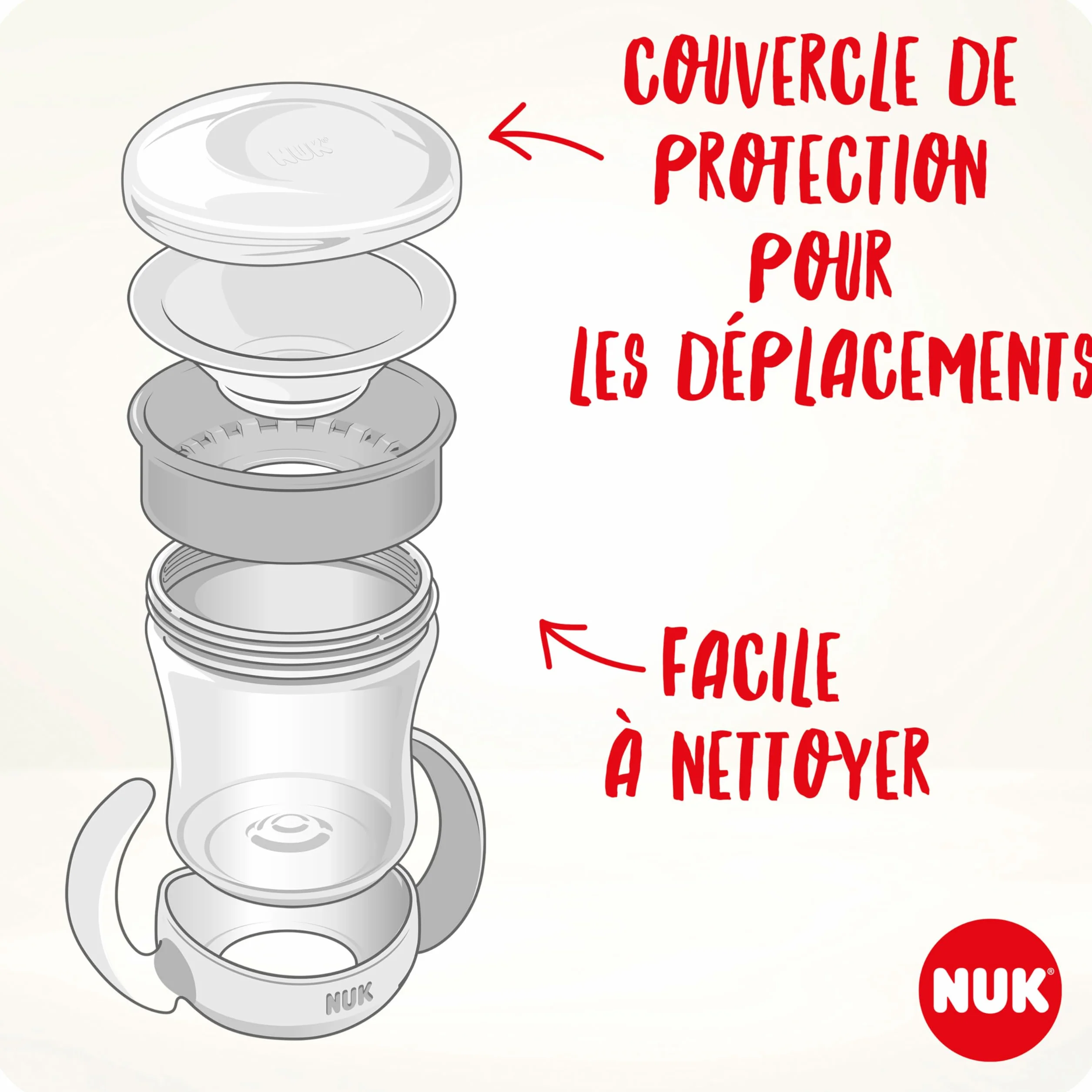 NUK Magic Cup Tasse d’Apprentissage 160 ml Turquoise (souris) - Rebord antifuite 360° Poignées ergonomiques 6+ mois