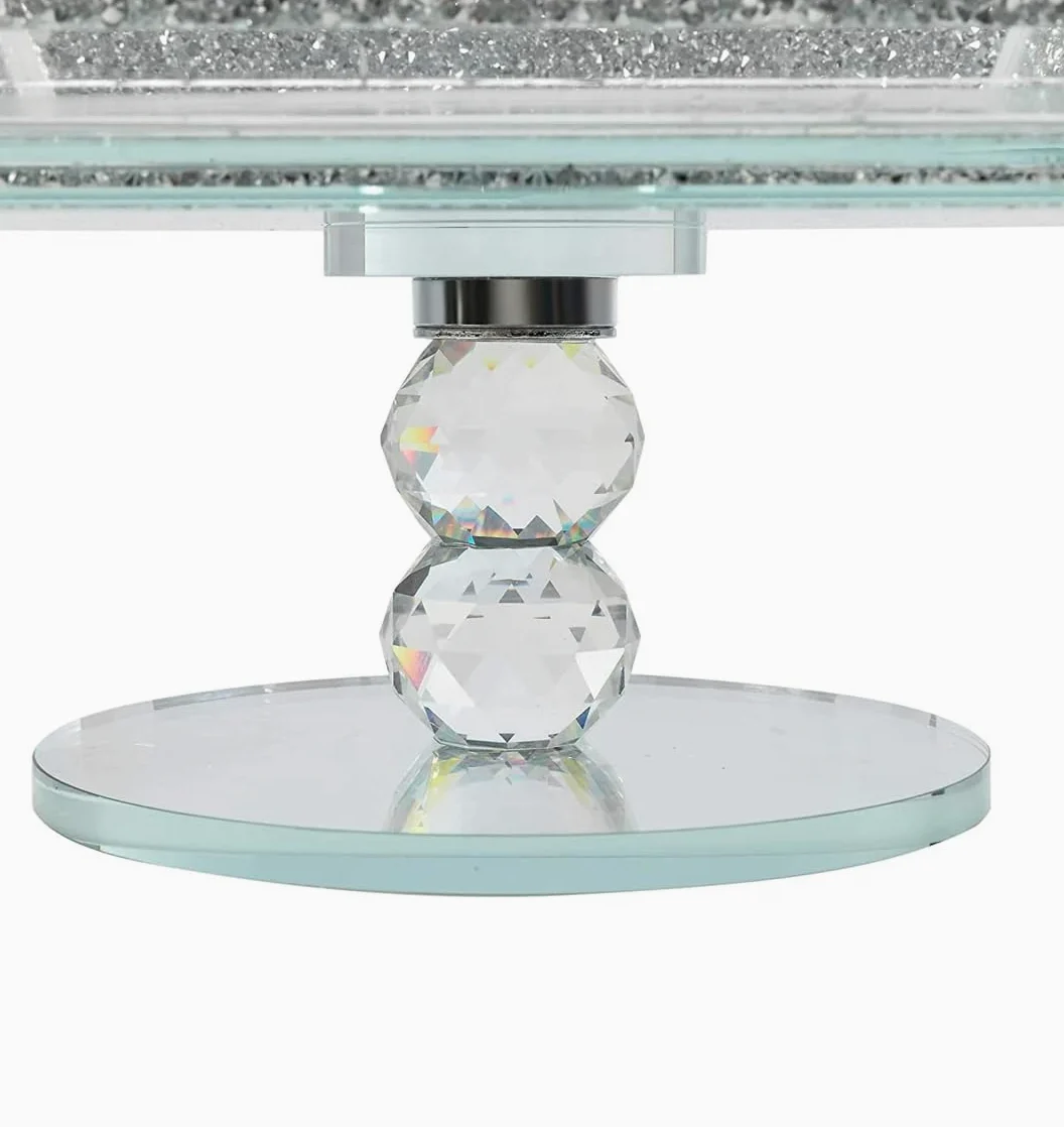 Corbeille à fruits en cristal extra large avec cadre en métal argenté de forme carrée
