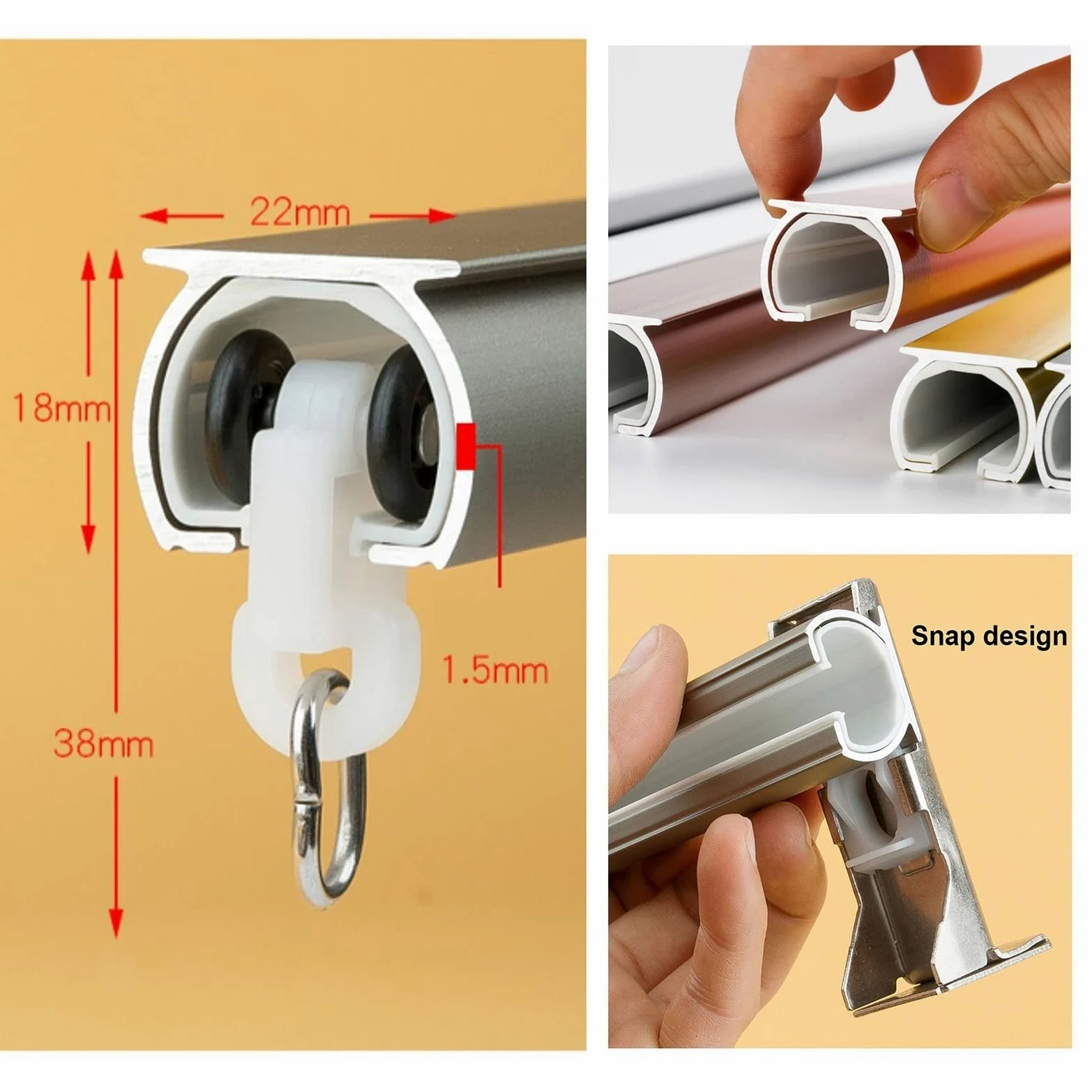 Rail de Rideau Double Aluminium Rail Plafond Mur, 1-6.0m Barre de Rideau | Tringle à Rideaux Double Robuste pour Séparation de Pièce, Chambre Salon, avec Accessoires(White-Wall,1.4m)
